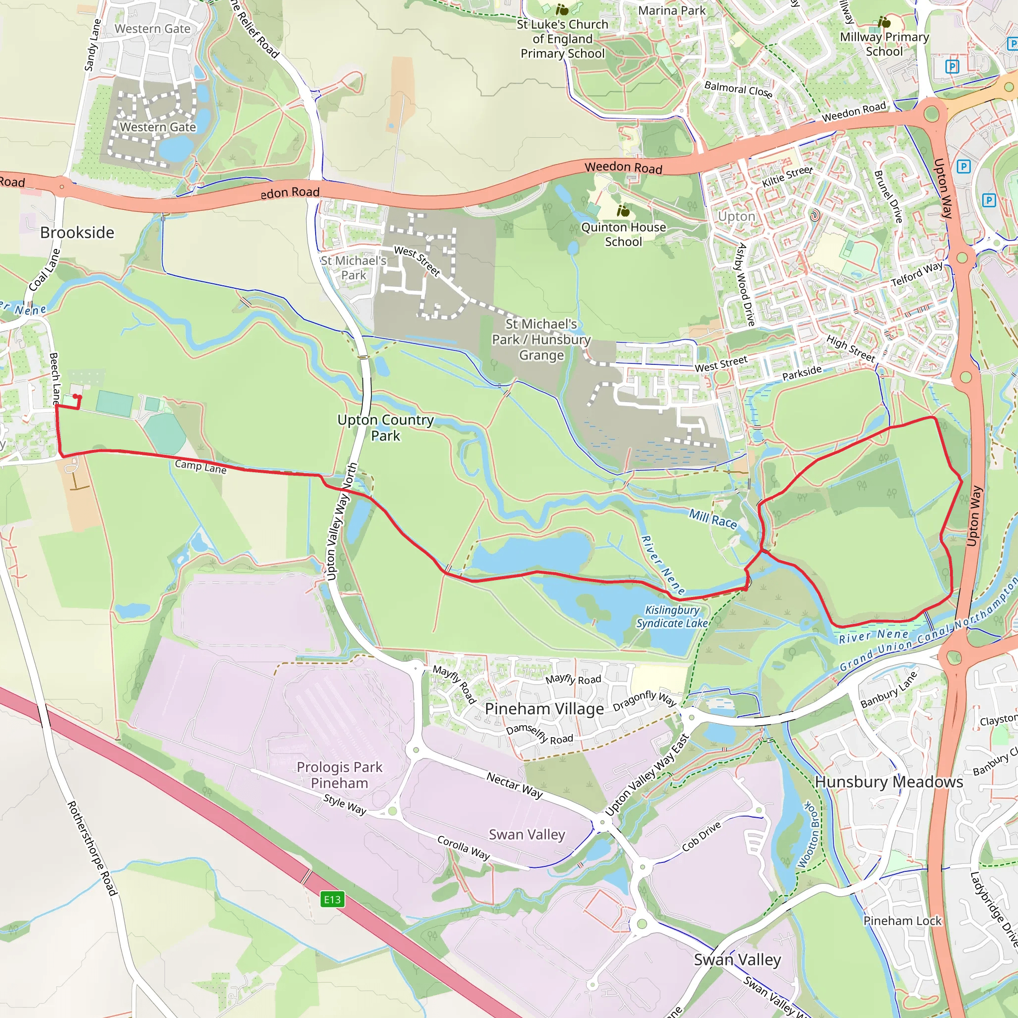 Upton Country Park Loop mobile static map