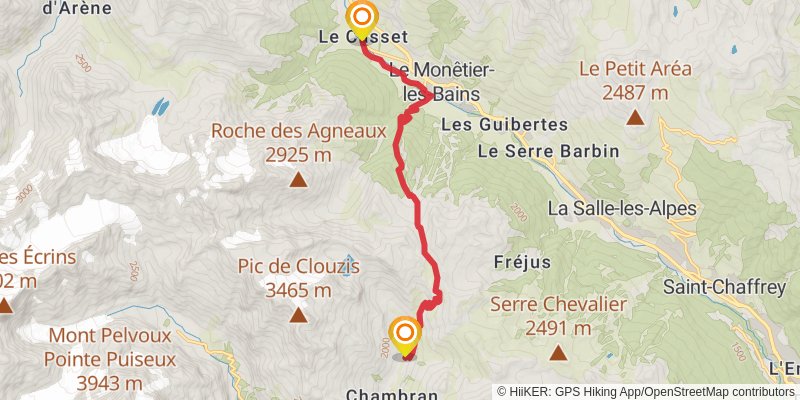GR 54 - Tour of Oisans and Ecrins stage 10 Map