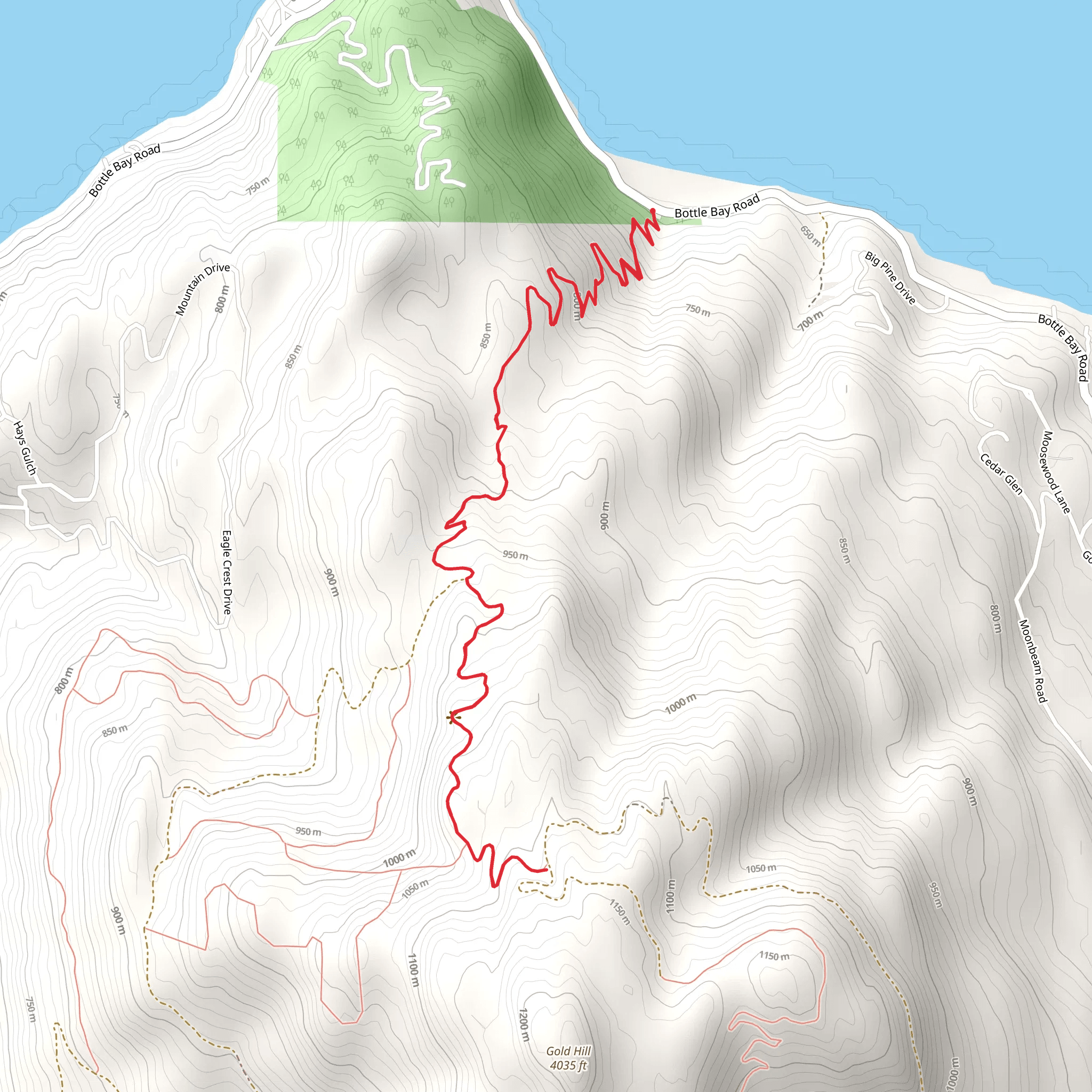 Gold Hill from Bottle Bay Road mobile static map