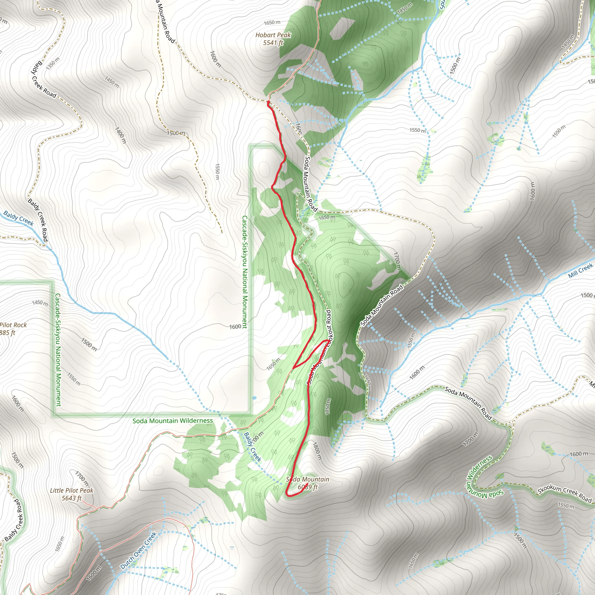 Soda Mountain via Pacific Crest National Scenic Trail mobile static map