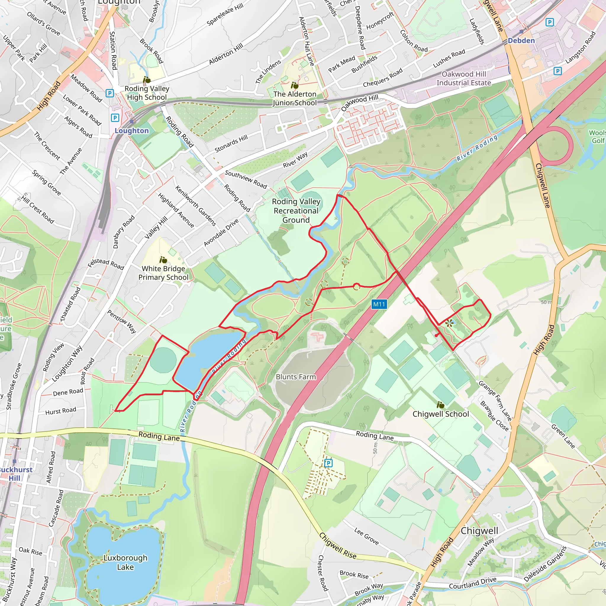 Chigwell Meadows and Roding Valley Meadows Nature Reserve mobile static map