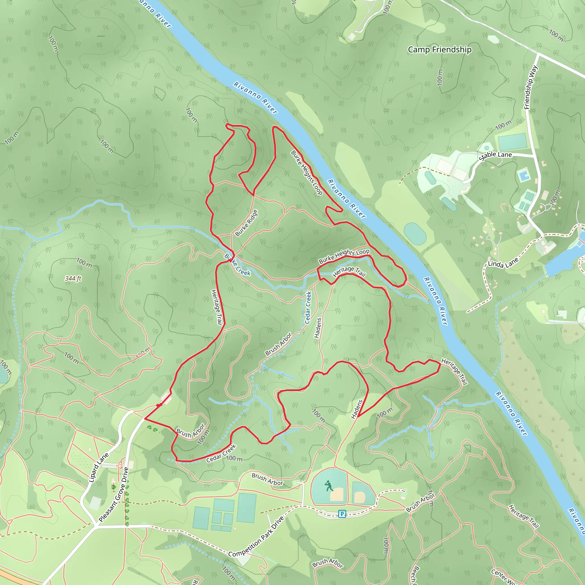 Burke Heights, Heritage Trail and Brush Arbor Loop mobile static map