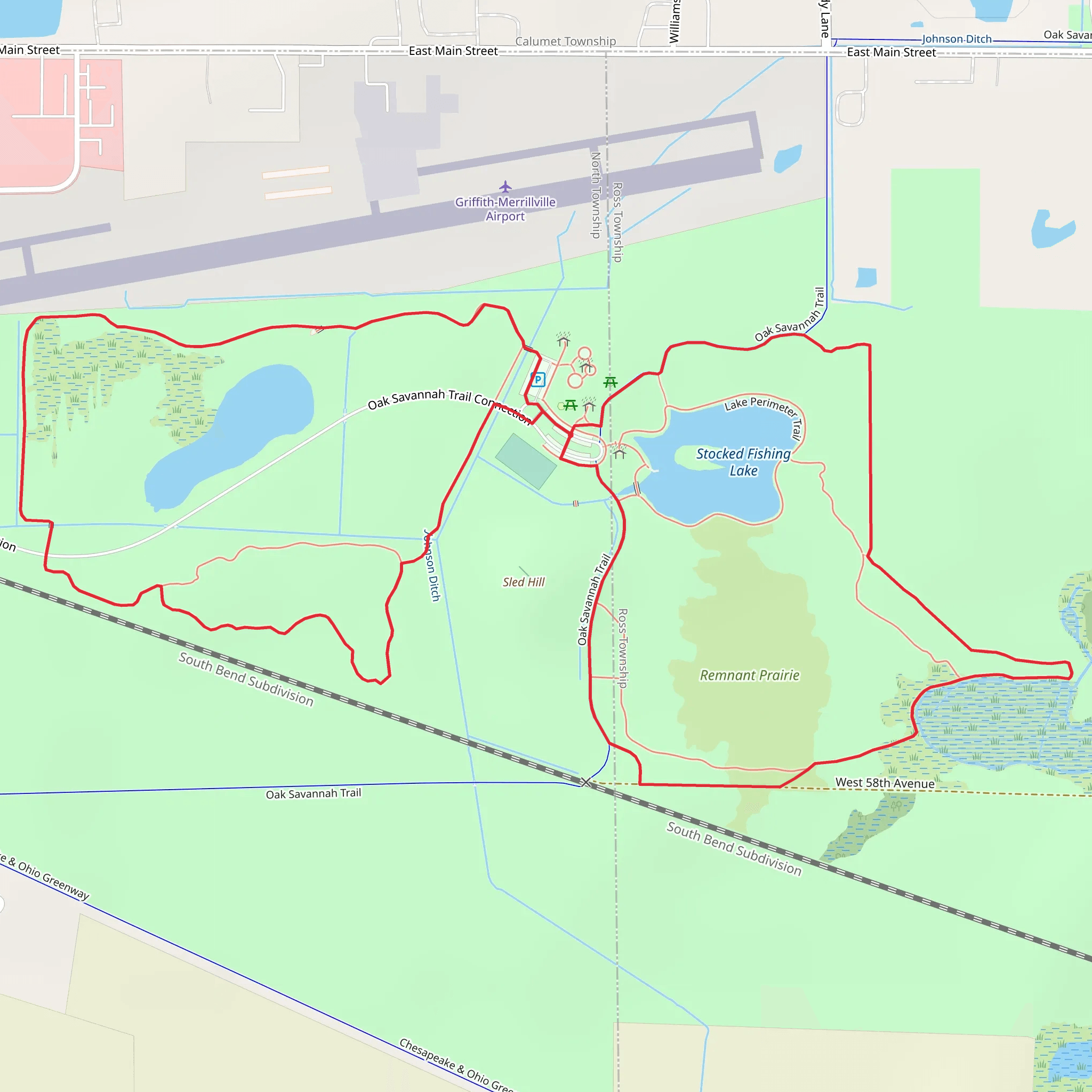Oak Savannah Trail and Remnant Prairie Loop mobile static map
