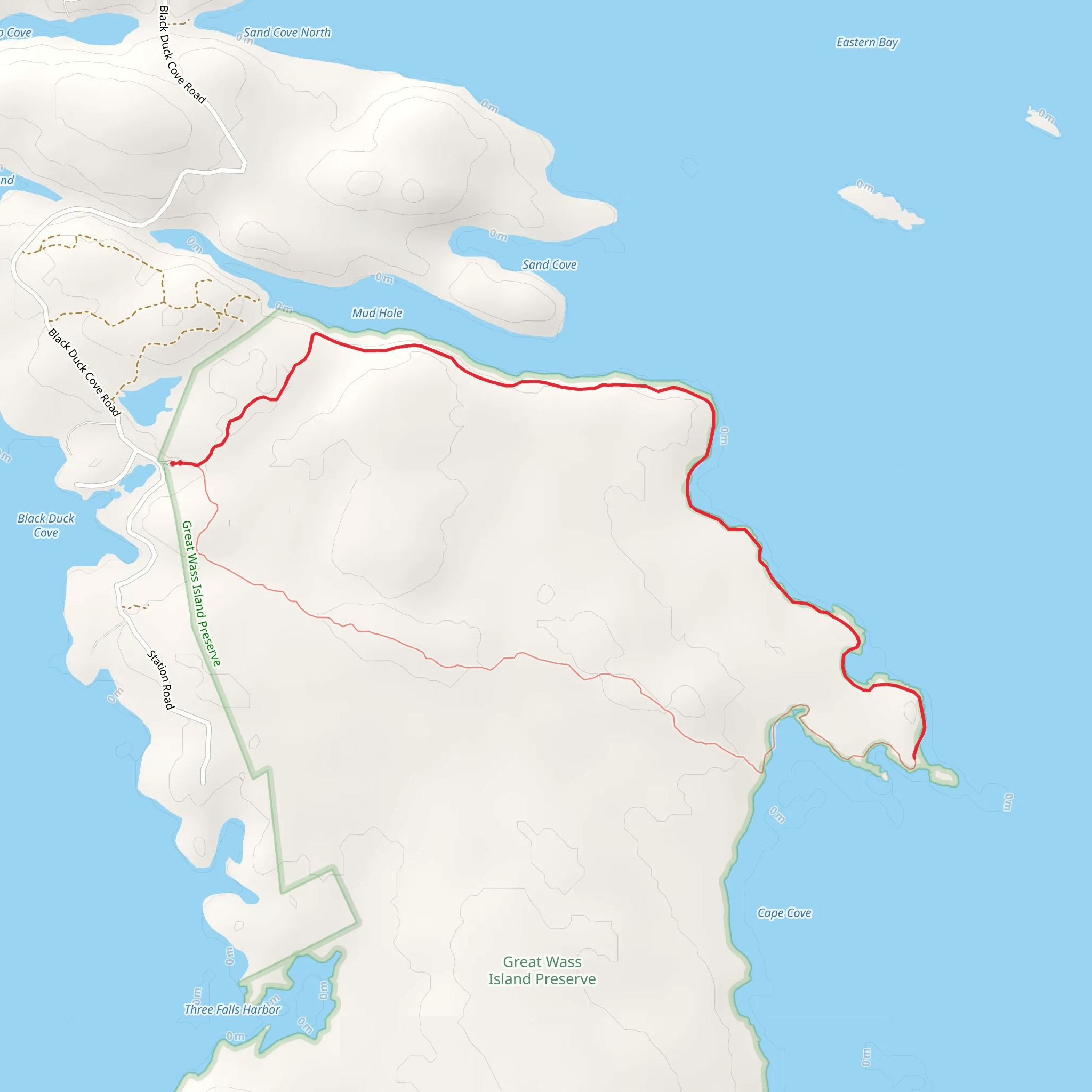 Great Wass Island Preserve from Black Duck Cove Road mobile static map