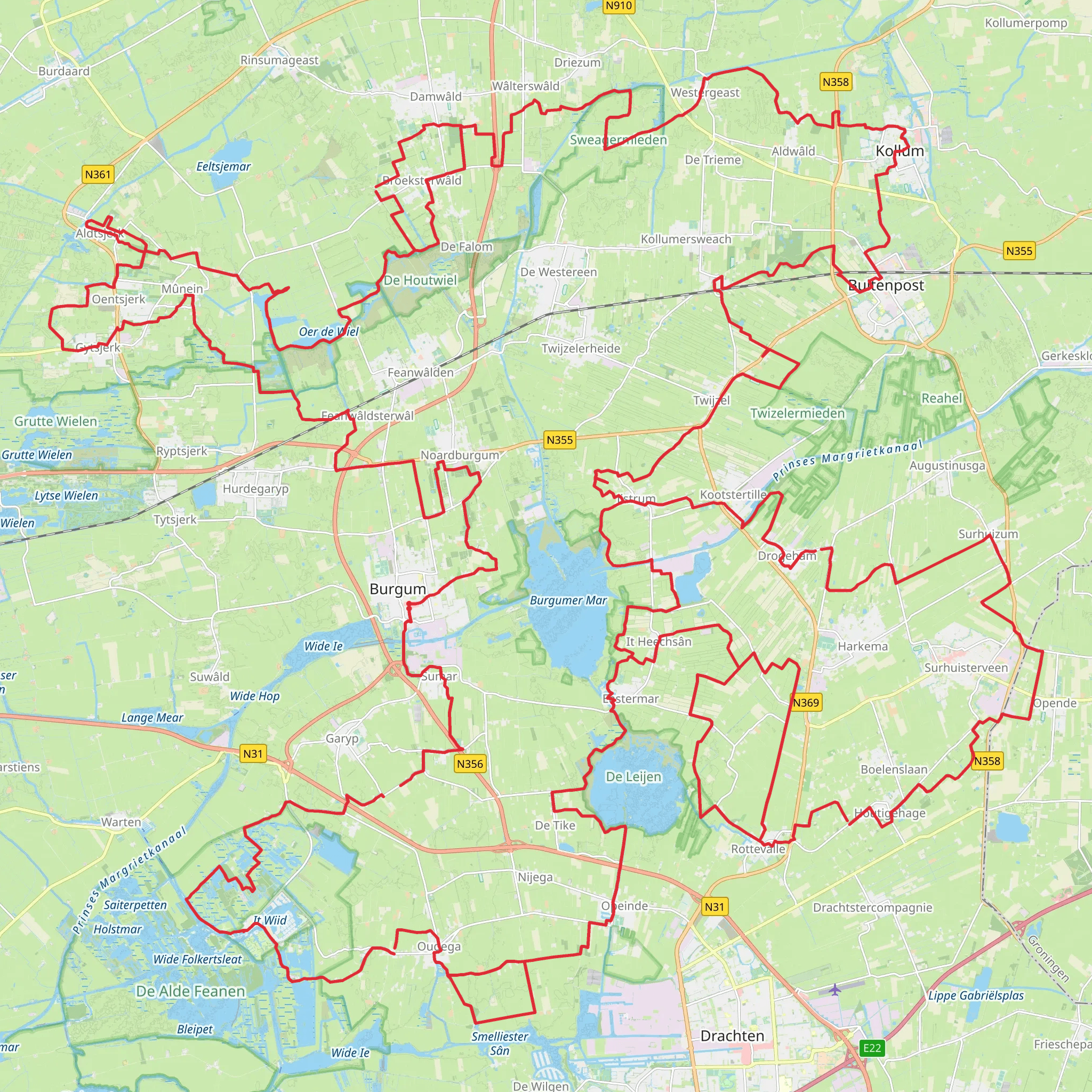 Noardlike Fryske Wâlden mobile static map
