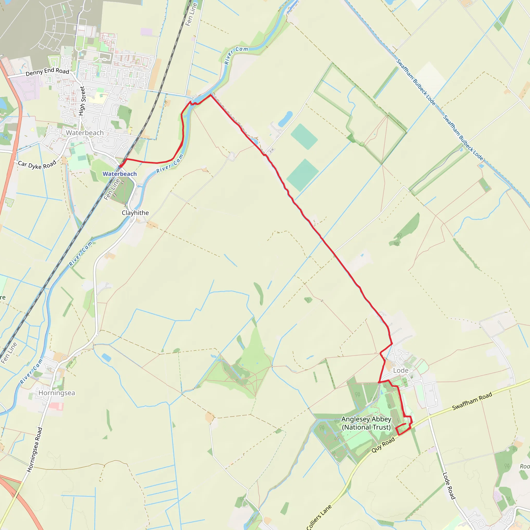 River Cam and Anglesey Abbey Walk mobile static map