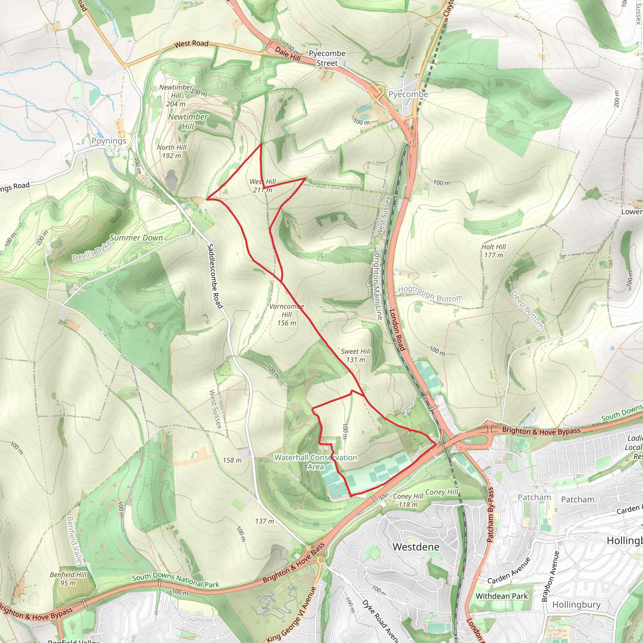 Waterhall Conservation Area Loop mobile static map