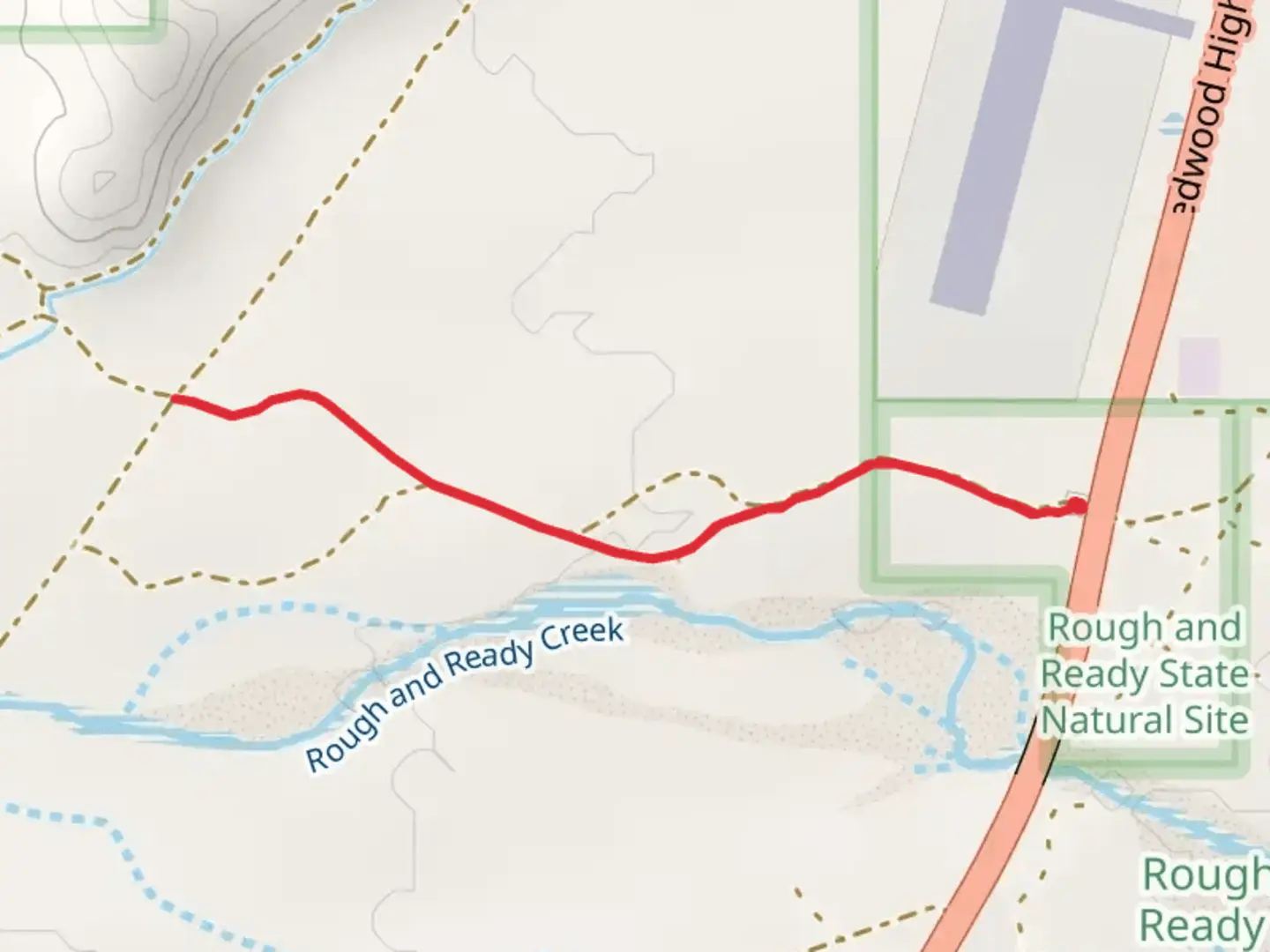 An image depicting the trail Rough and Ready Creek and its surrounding area.