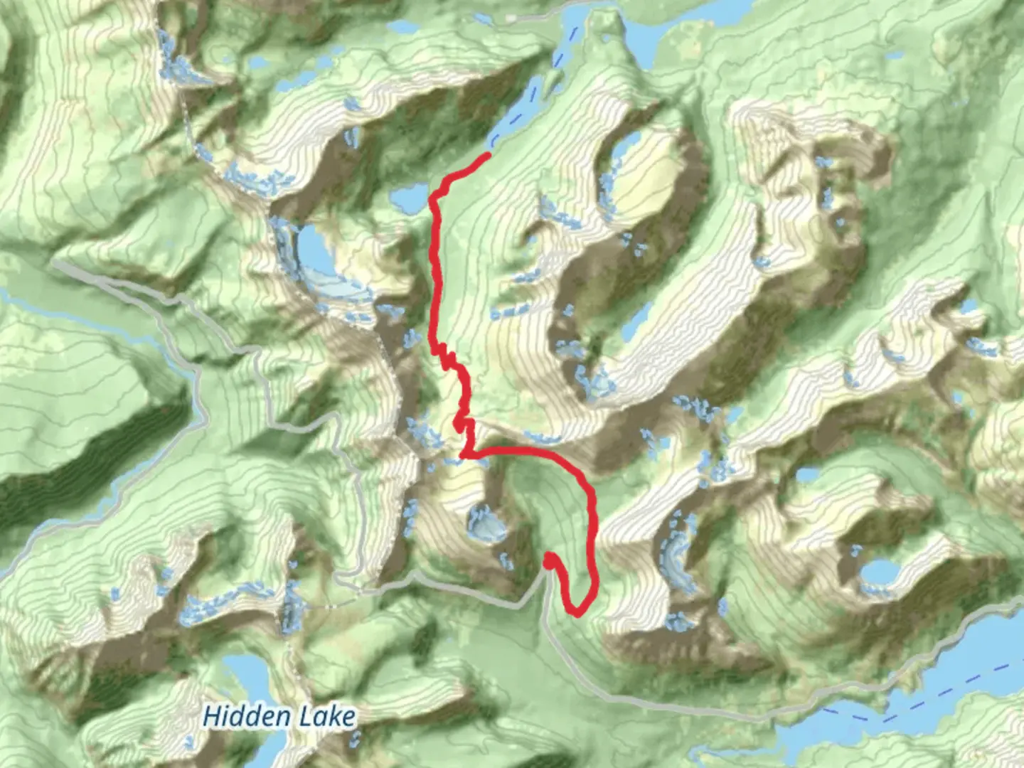 An image depicting the trail Lake Josephine and Lake Grinnell via CDT and its surrounding area.