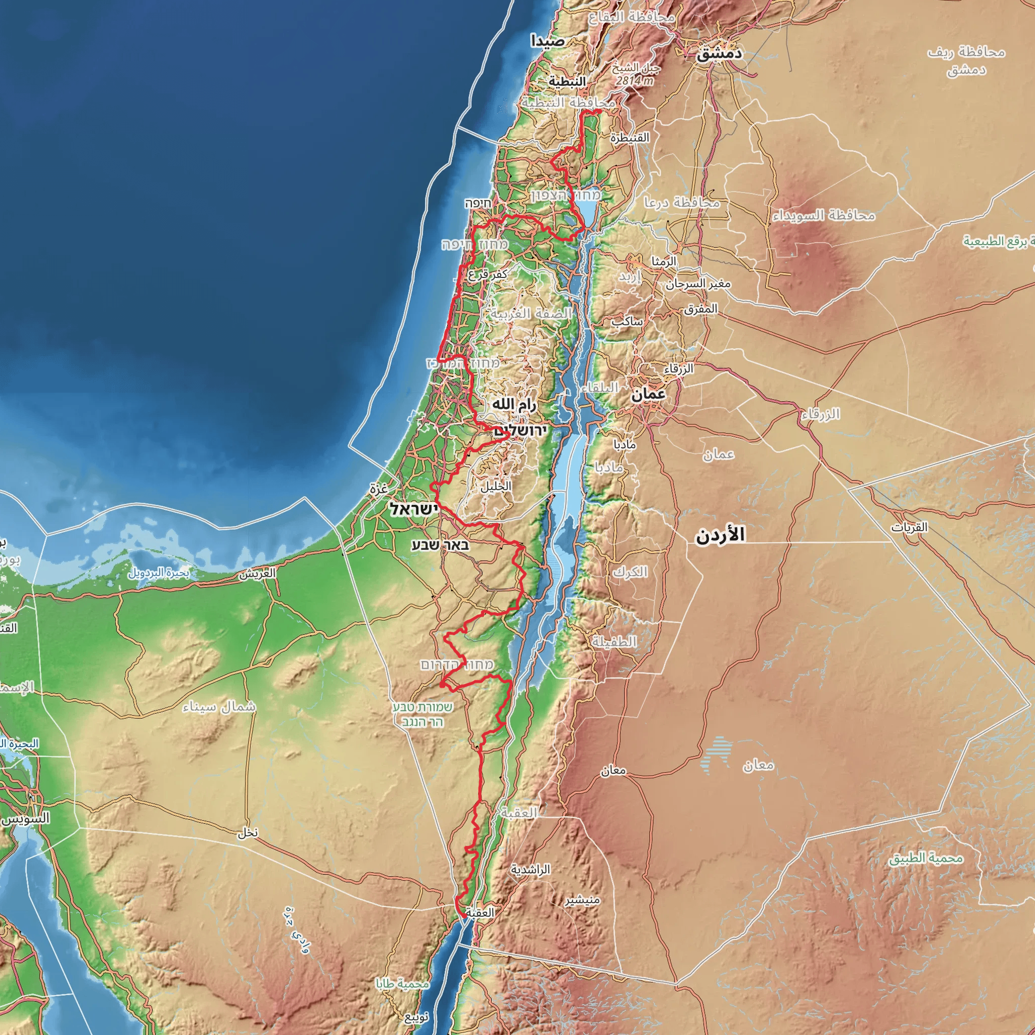 Israel National Trail mobile static map