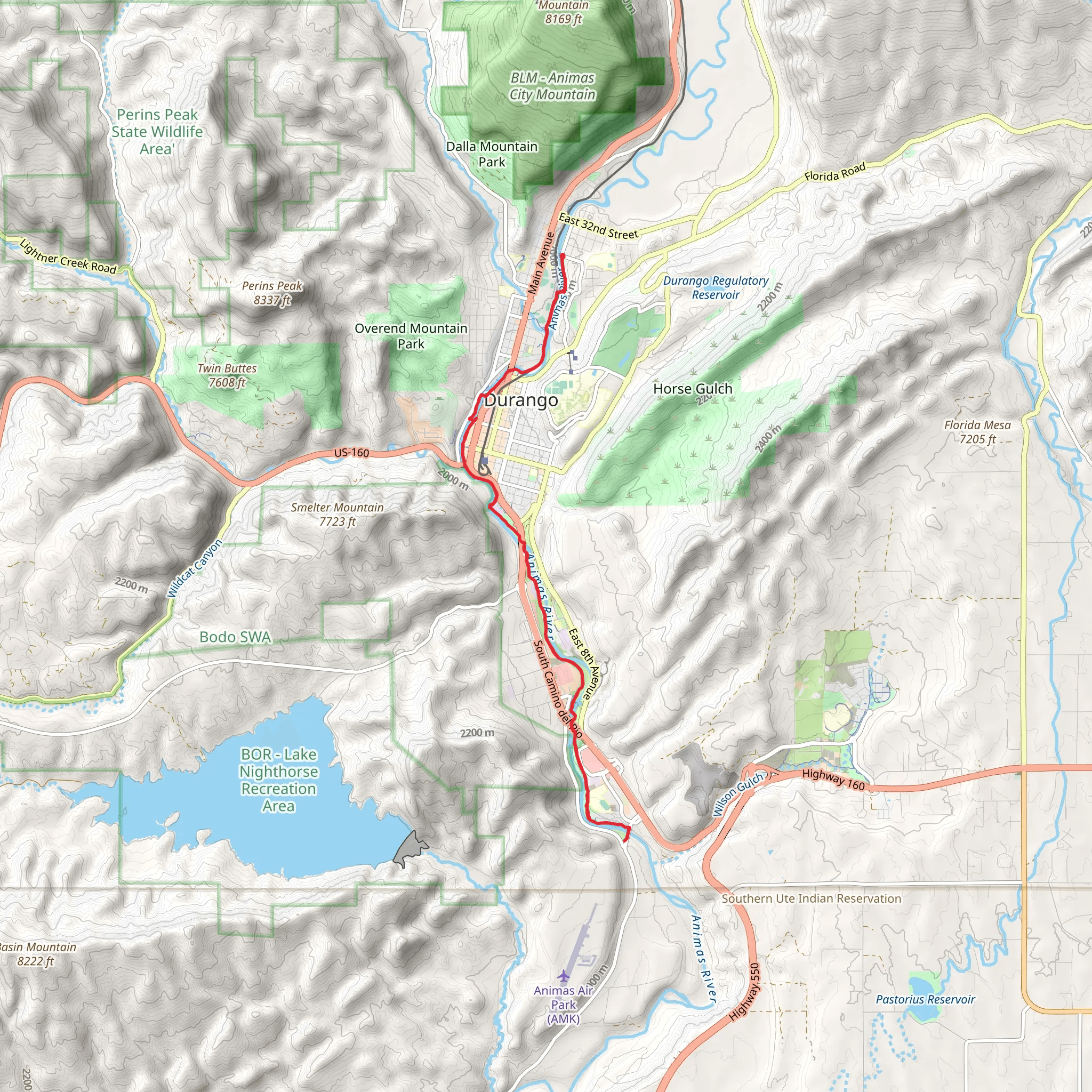 Animas River Trail System - Memorial Park mobile static map