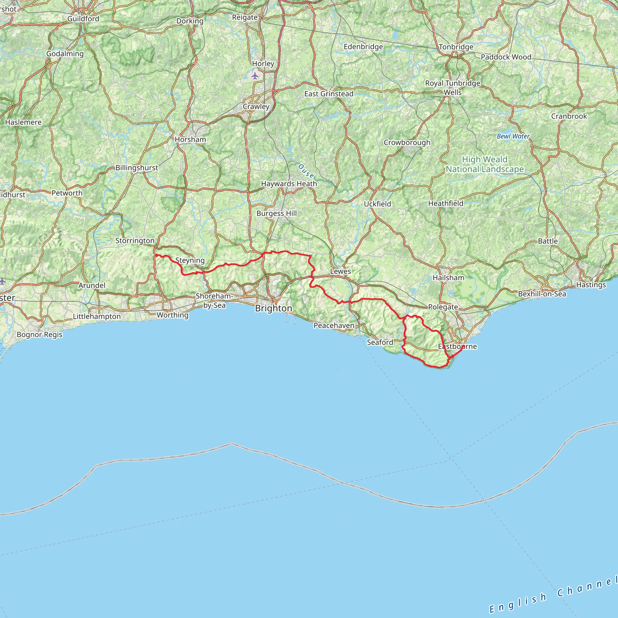 South Downs Way - Washington to Eastbourne mobile static map