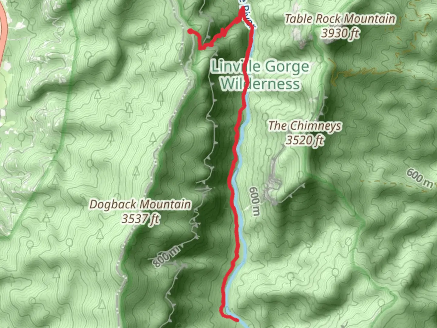 An image depicting the trail Linville River Walk and its surrounding area.