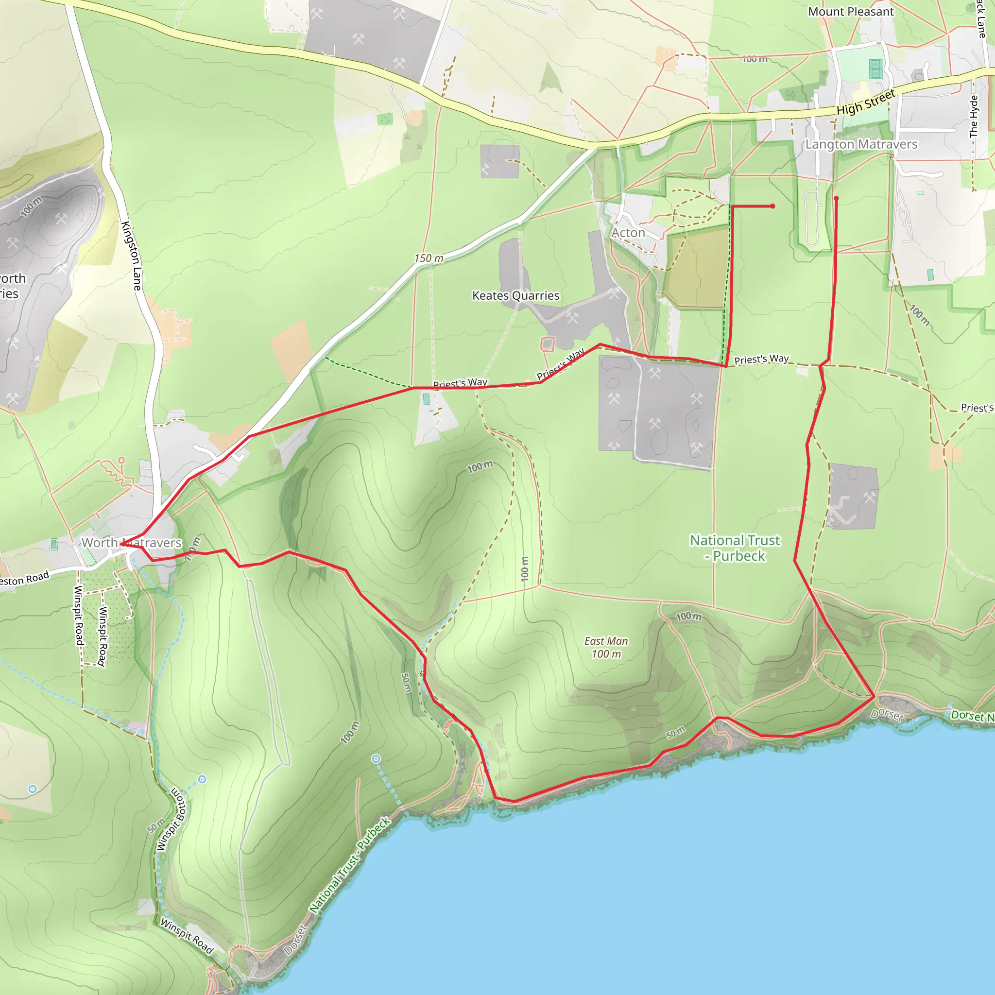 Tom's Field to Dancing Ledge Walk mobile static map