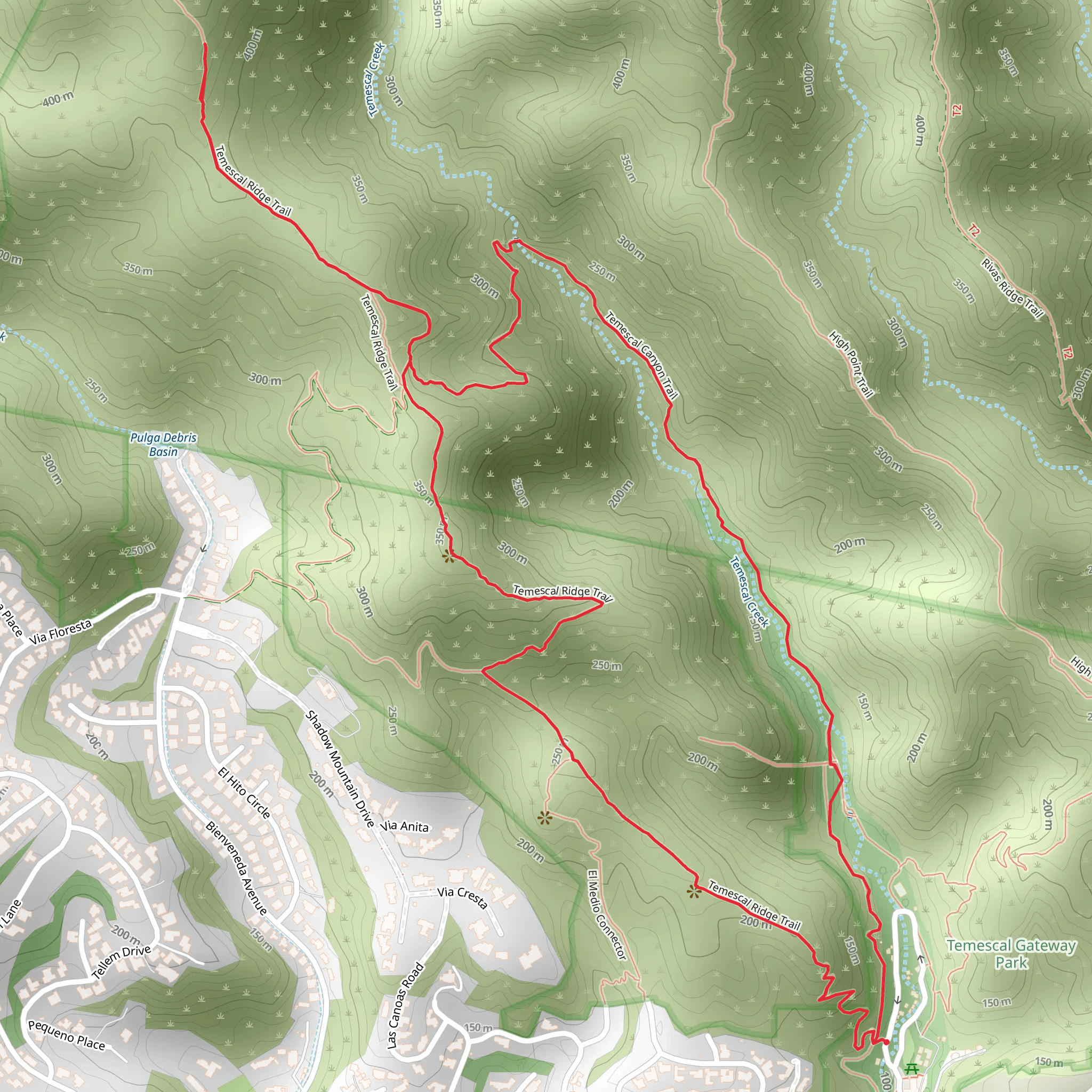 Temescal Canyon - Temescal Ridge Loop Trail mobile static map