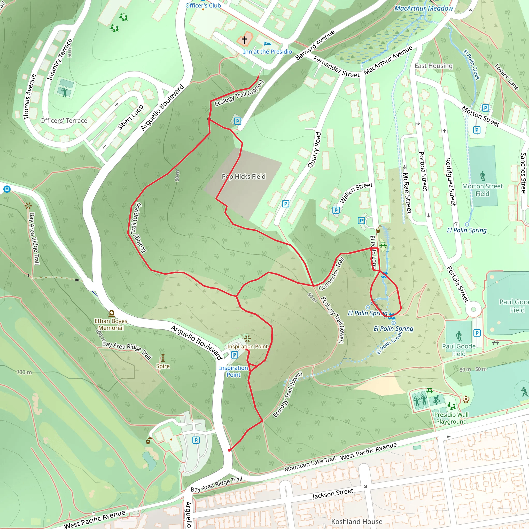 El Polin, Ecology Lower and Upper Loop Trail mobile static map
