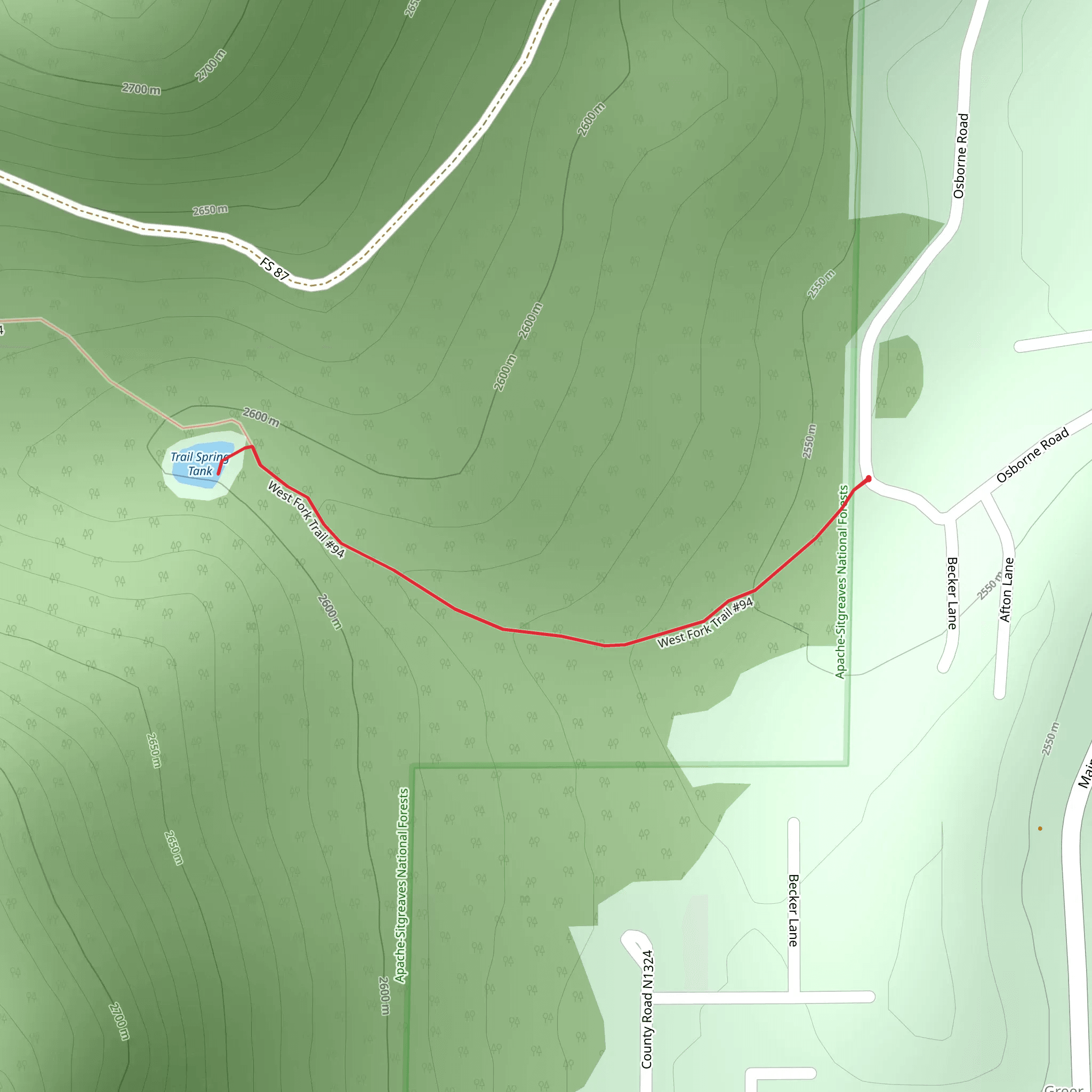 Trail Spring Tank mobile static map