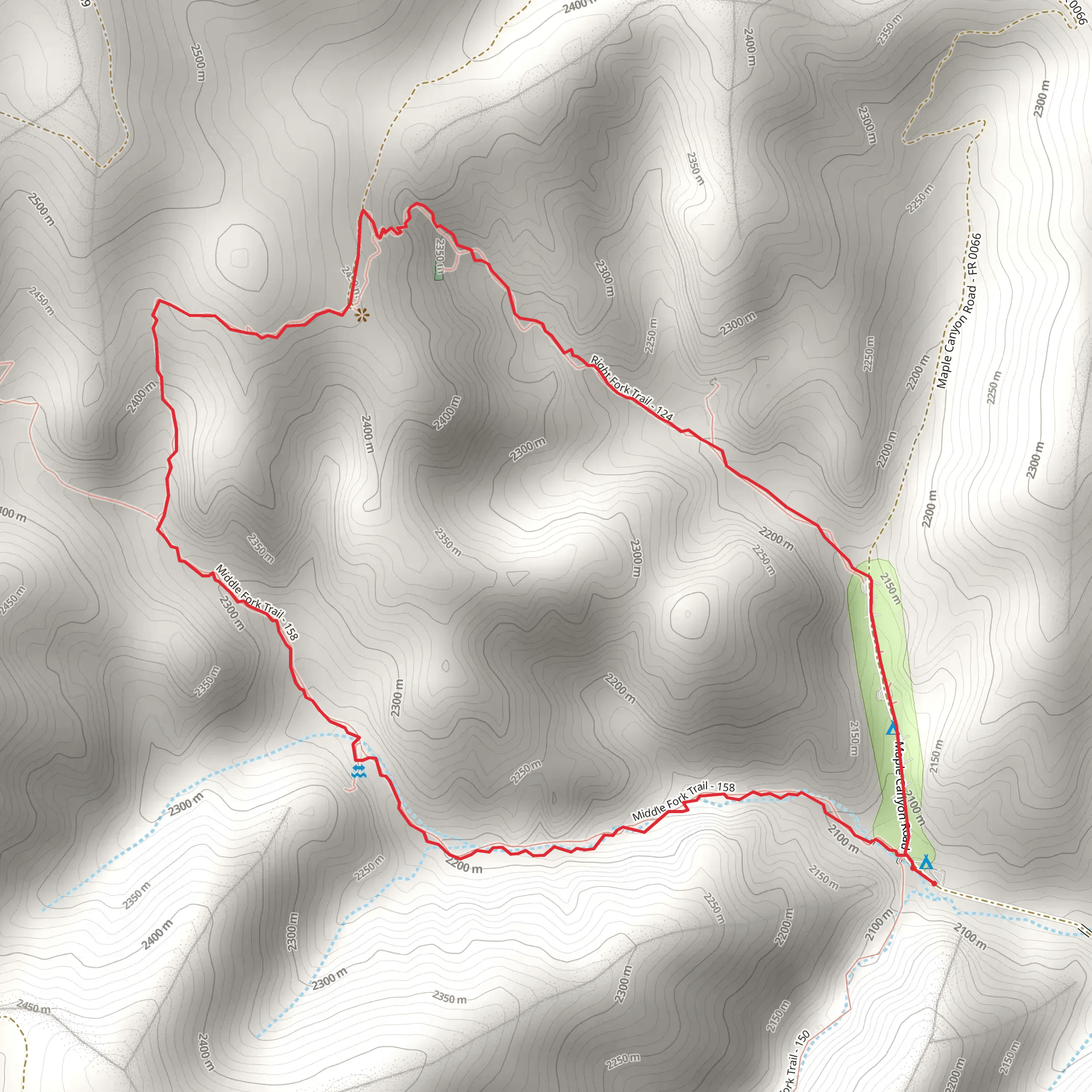 Middle Fork Trail and Right Fork Trail mobile static map
