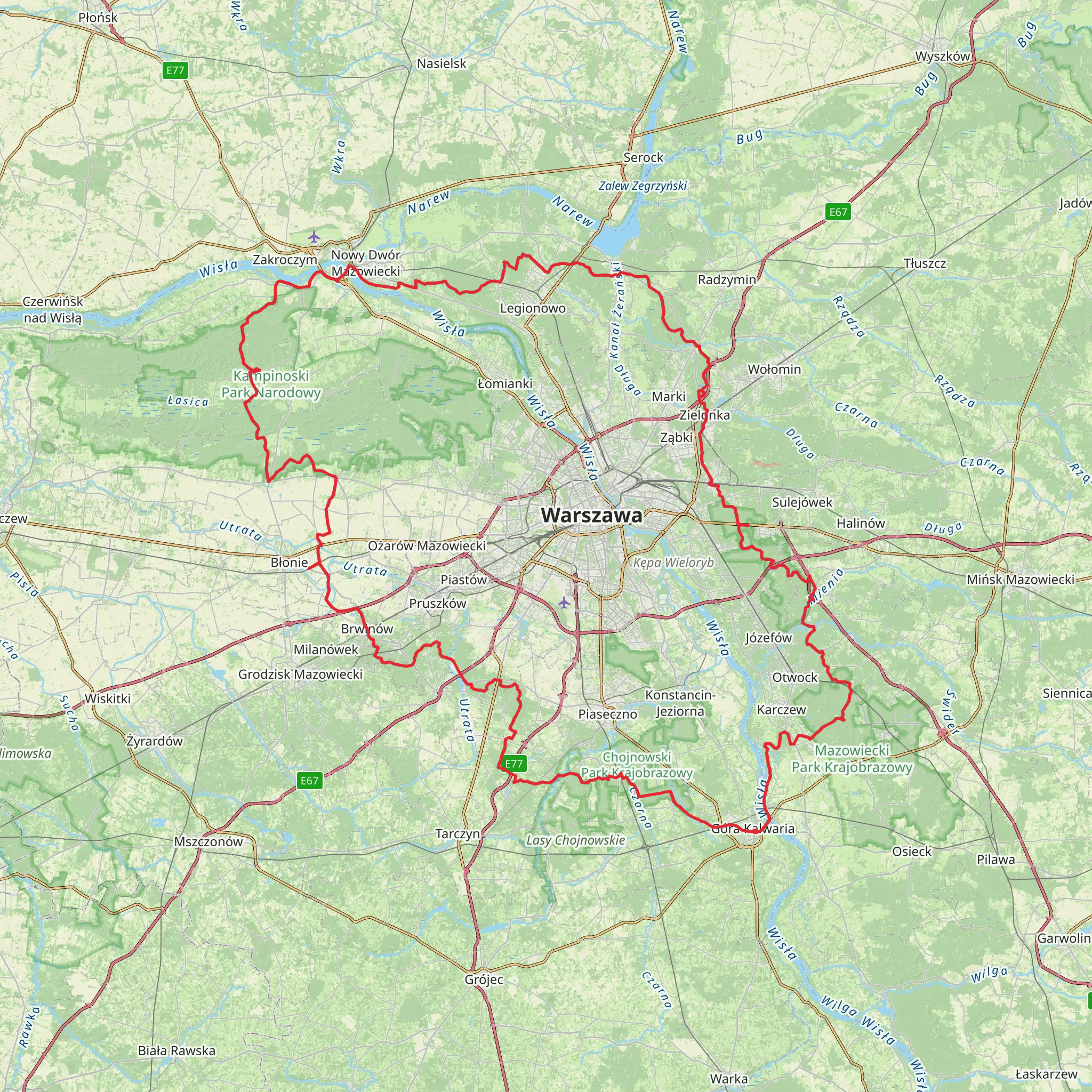 Warsaw Touristic Loop mobile static map