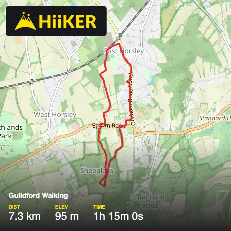 A map preview of the recording Guildford Walking.