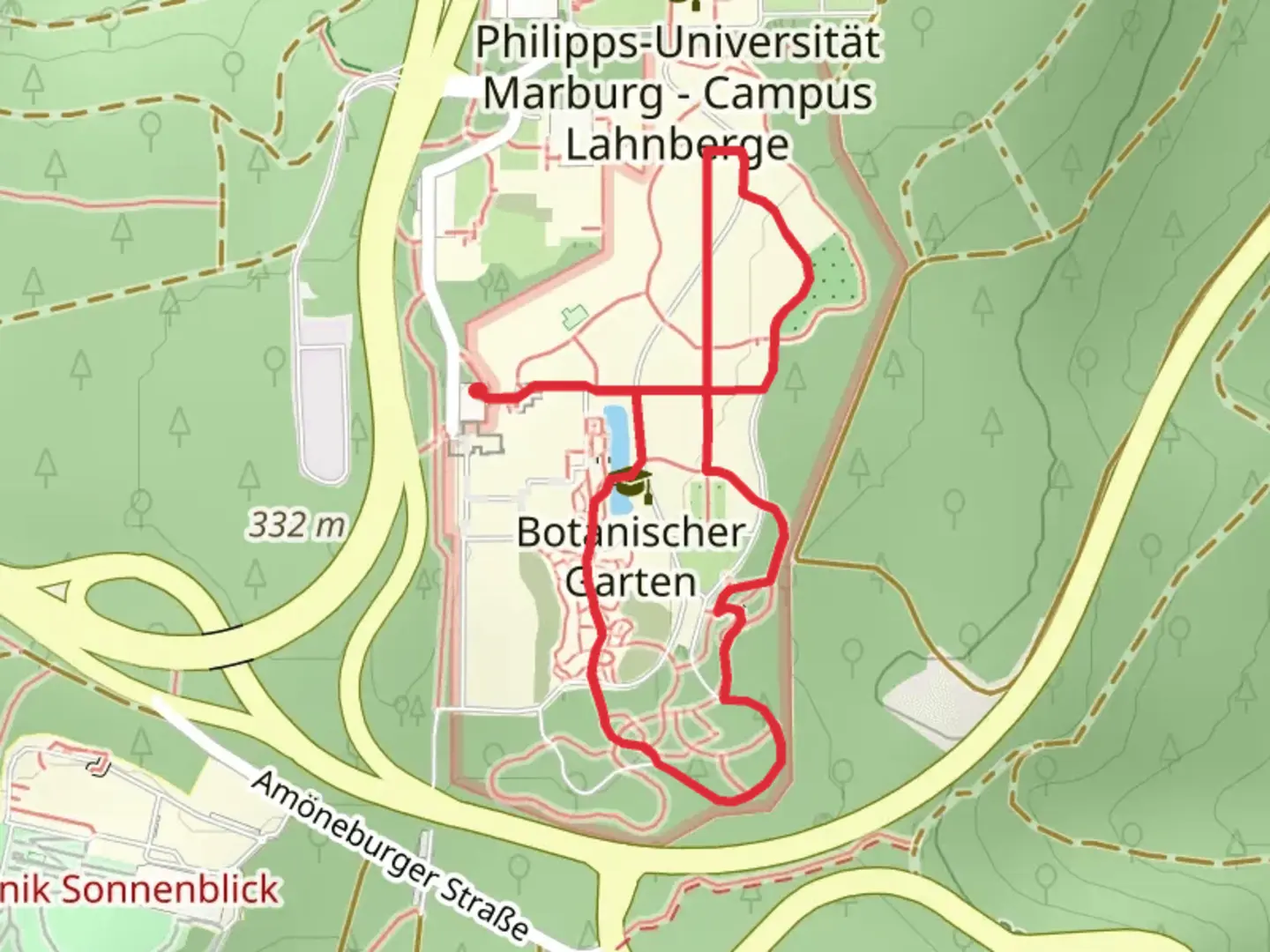 An image depicting the trail Botanischer Garten and Huegelgraeber Loop and its surrounding area.