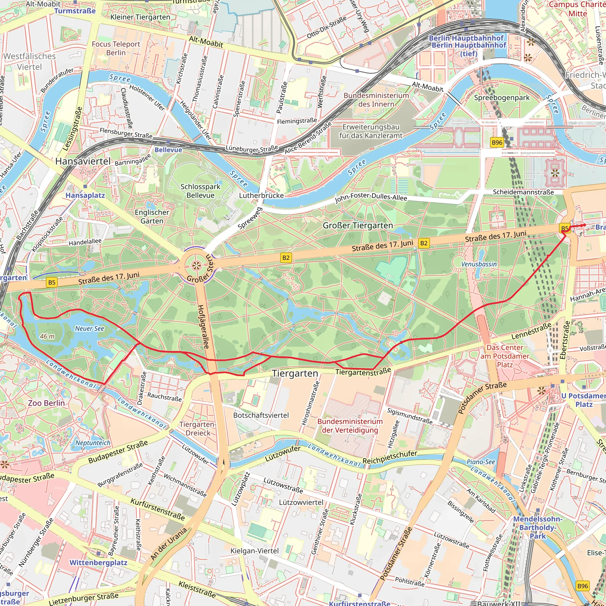 Tiergarten and Neuer See Loop via Ahornsteig mobile static map