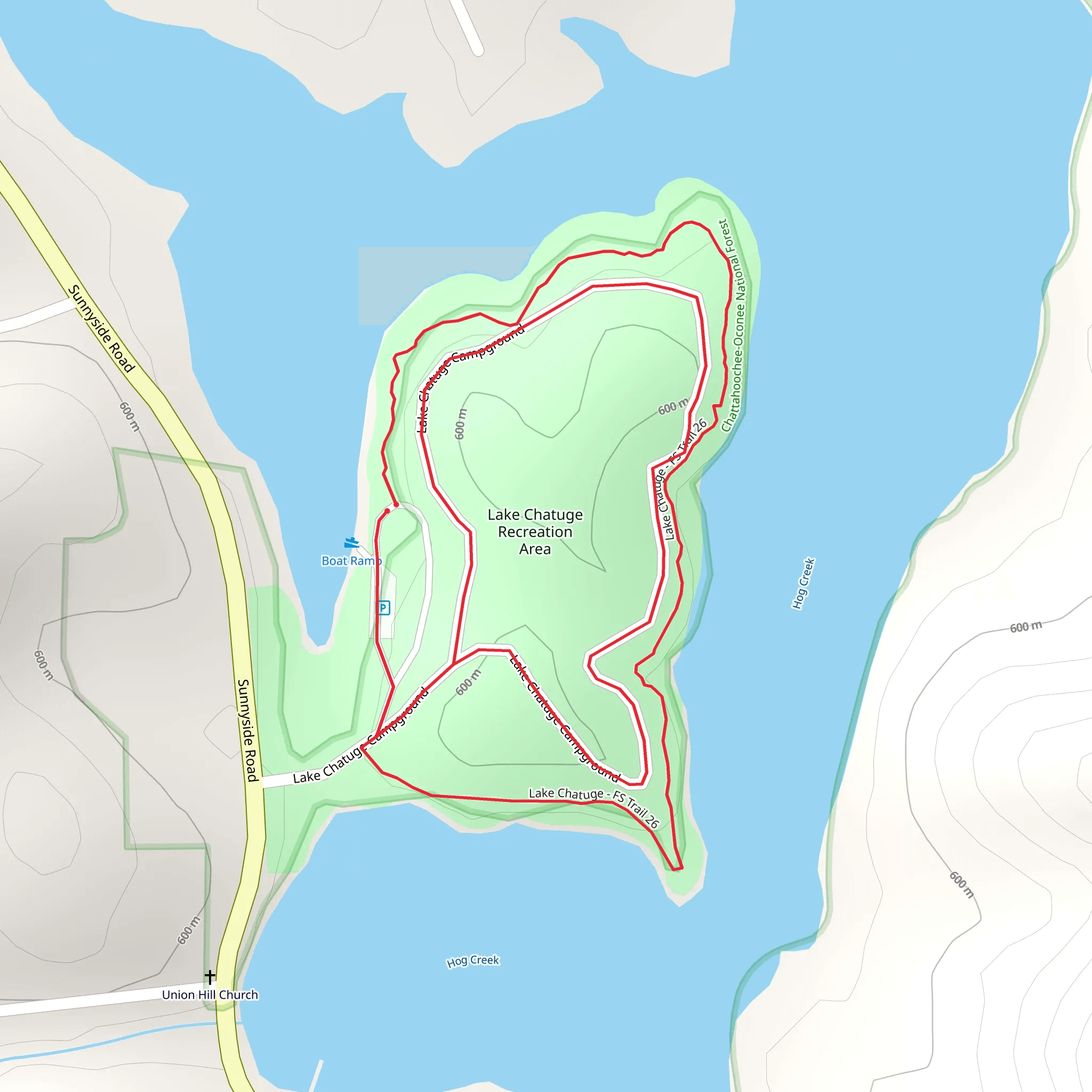 Lake Chatuge Recreation Area Loop mobile static map