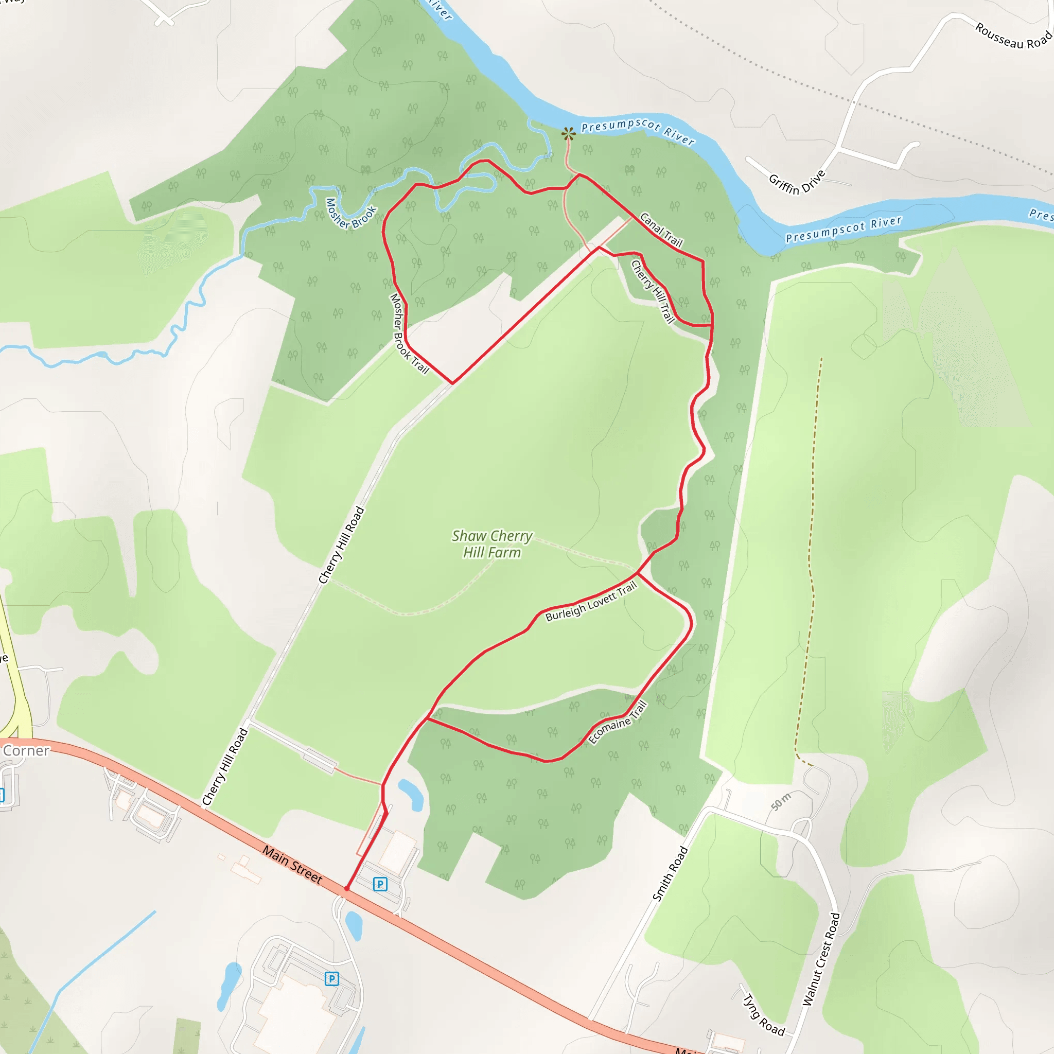 Mosher Brook Trail mobile static map