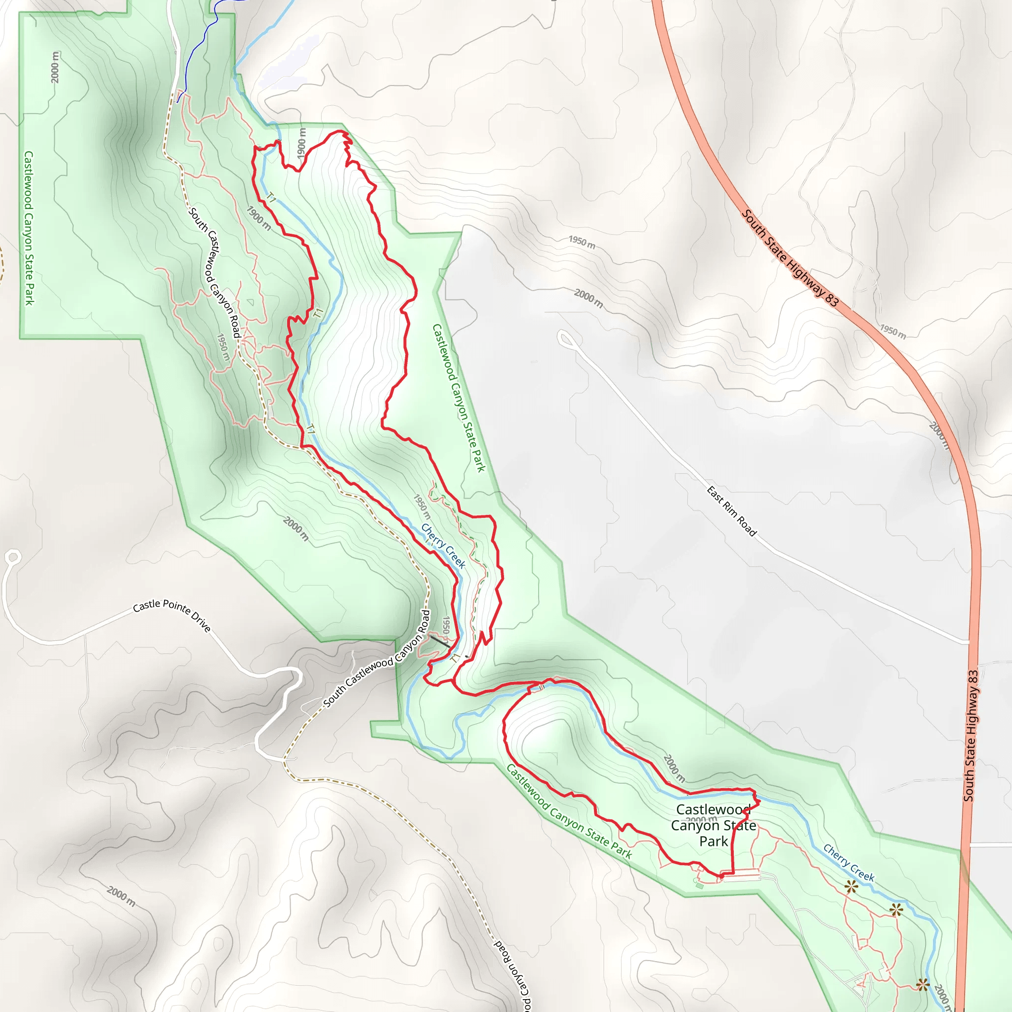 Lake Gulch Trail, Creek Bottom Trail and Rimrock Trail Loop mobile static map