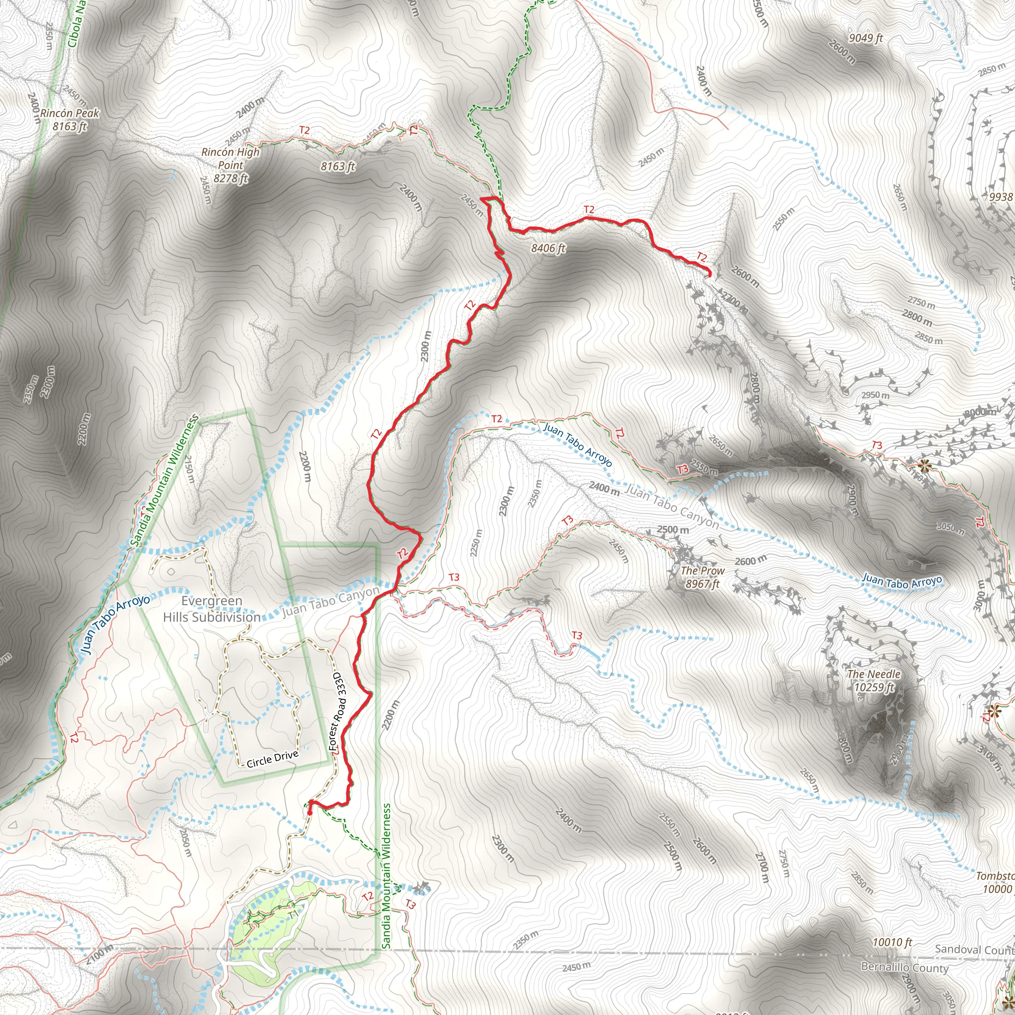 Piedra Lisa - South and Rincon Trail mobile static map