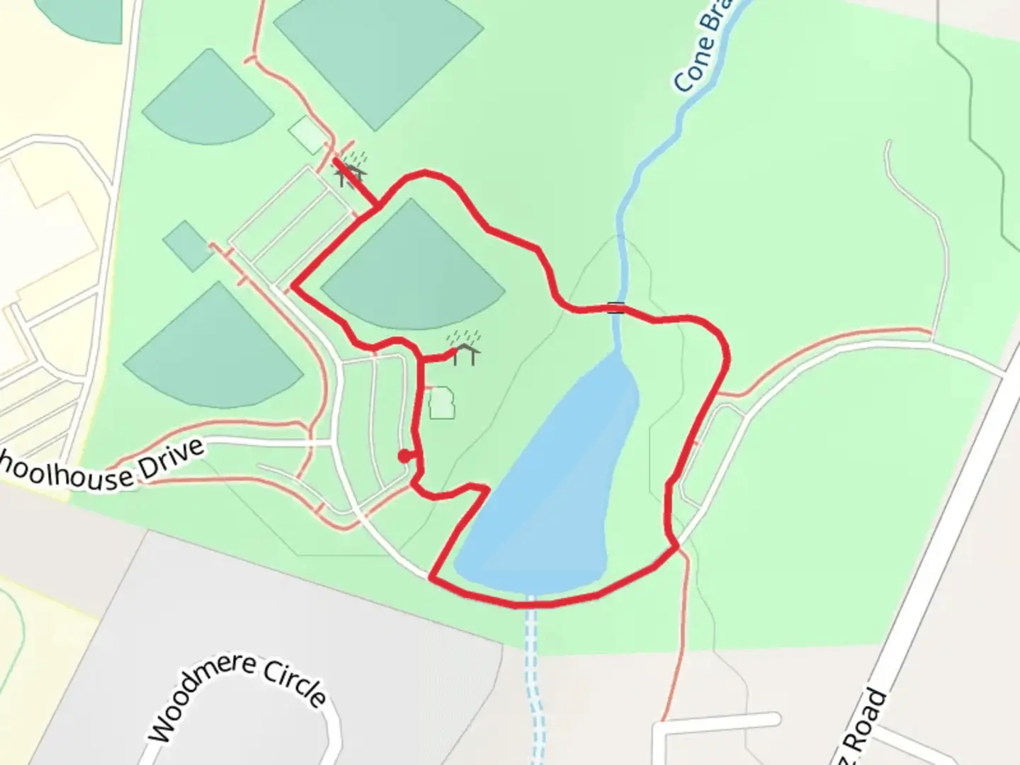 An image depicting the trail Cone Branch Loop and its surrounding area.