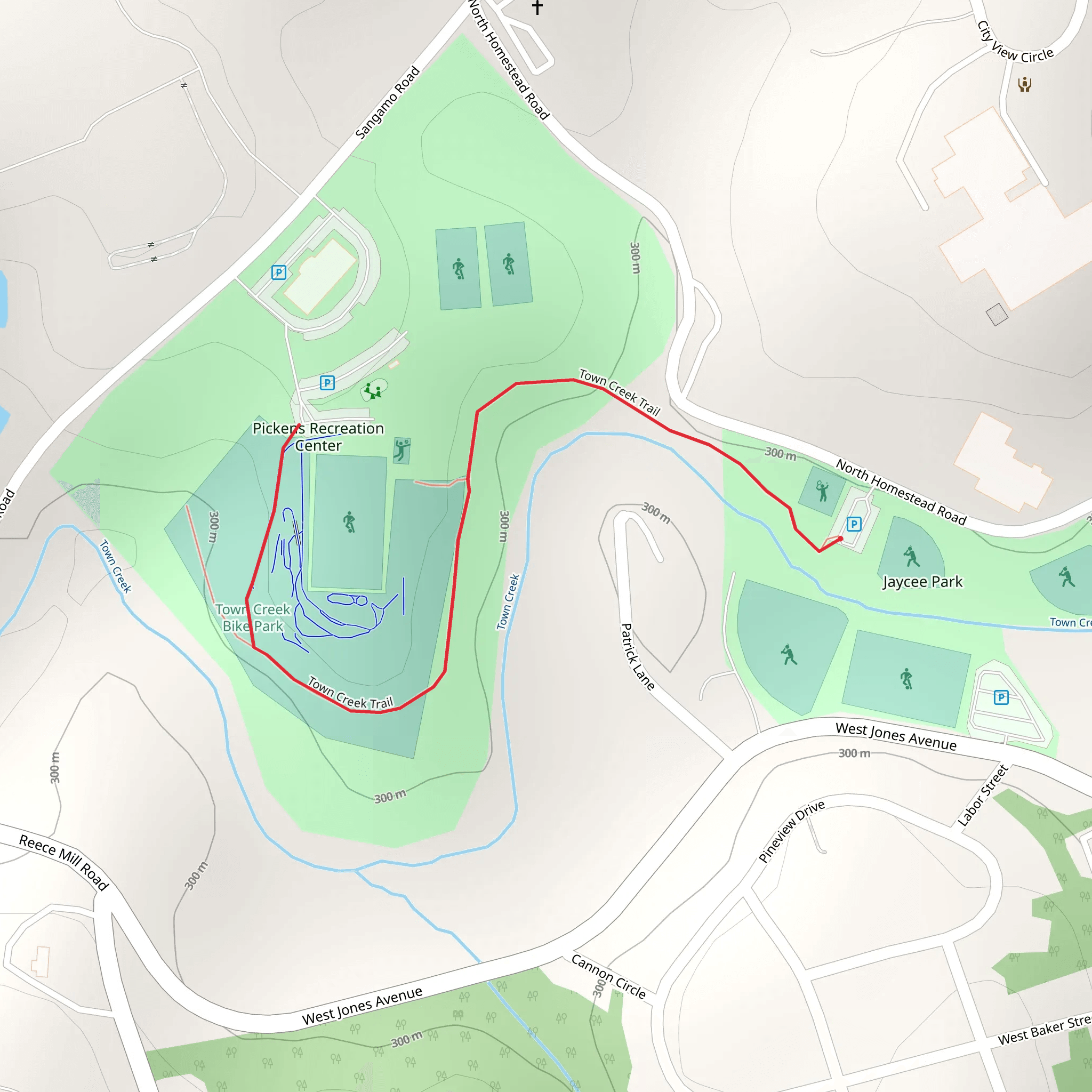 Pickens Recreation Canter via Town Creek Trail mobile static map