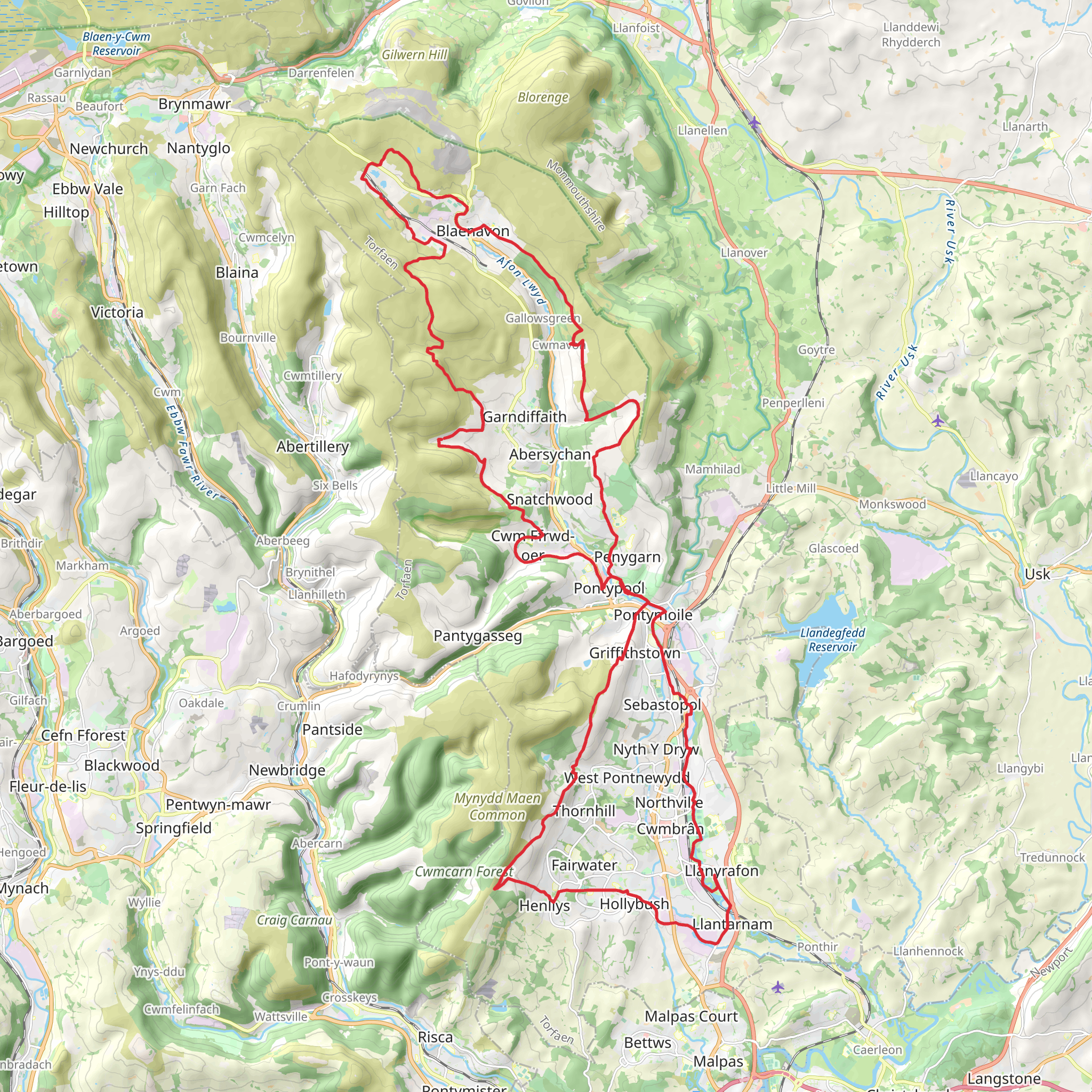 Torfaen Trail mobile static map
