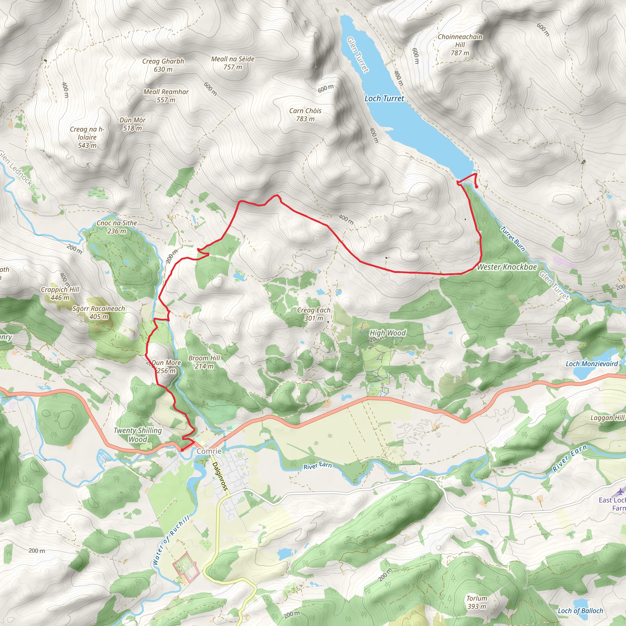 Loch Turret to Comrie mobile static map