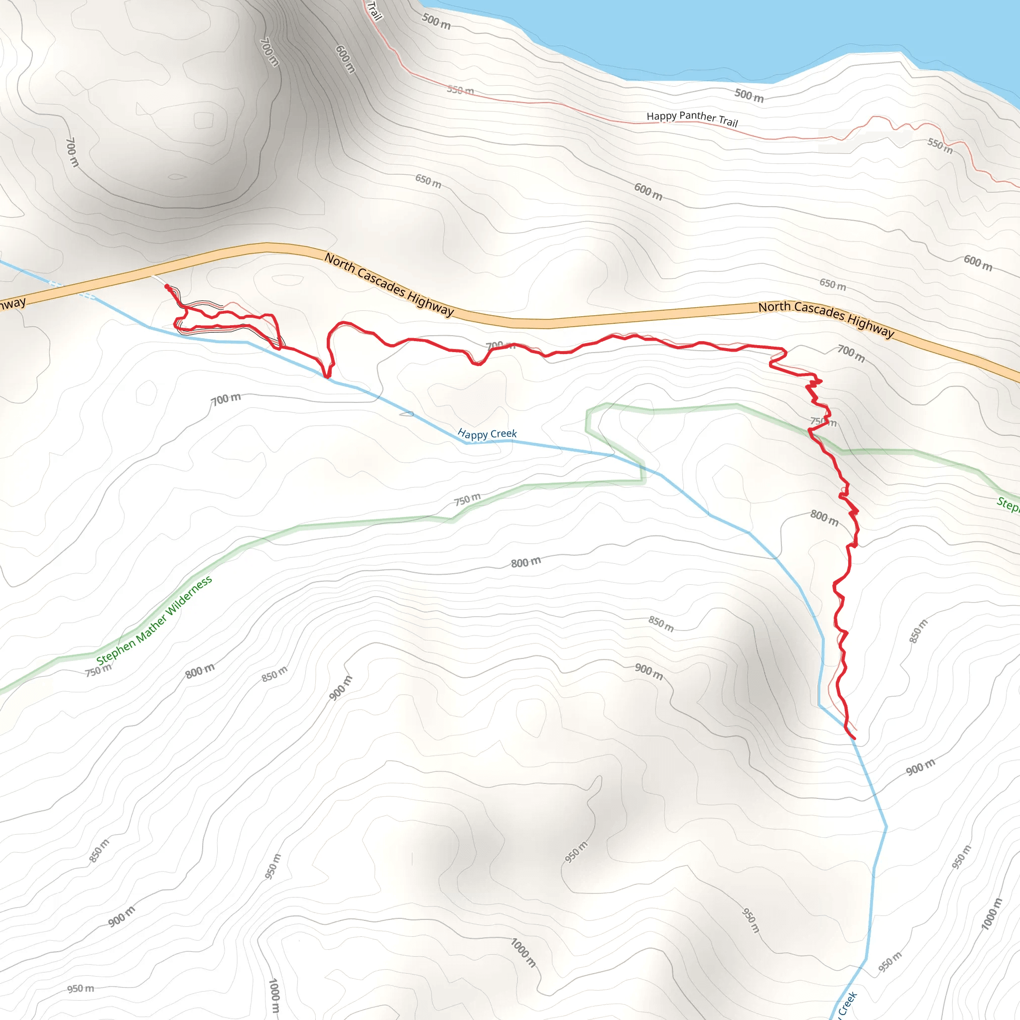 Happy Creek Falls Trail mobile static map