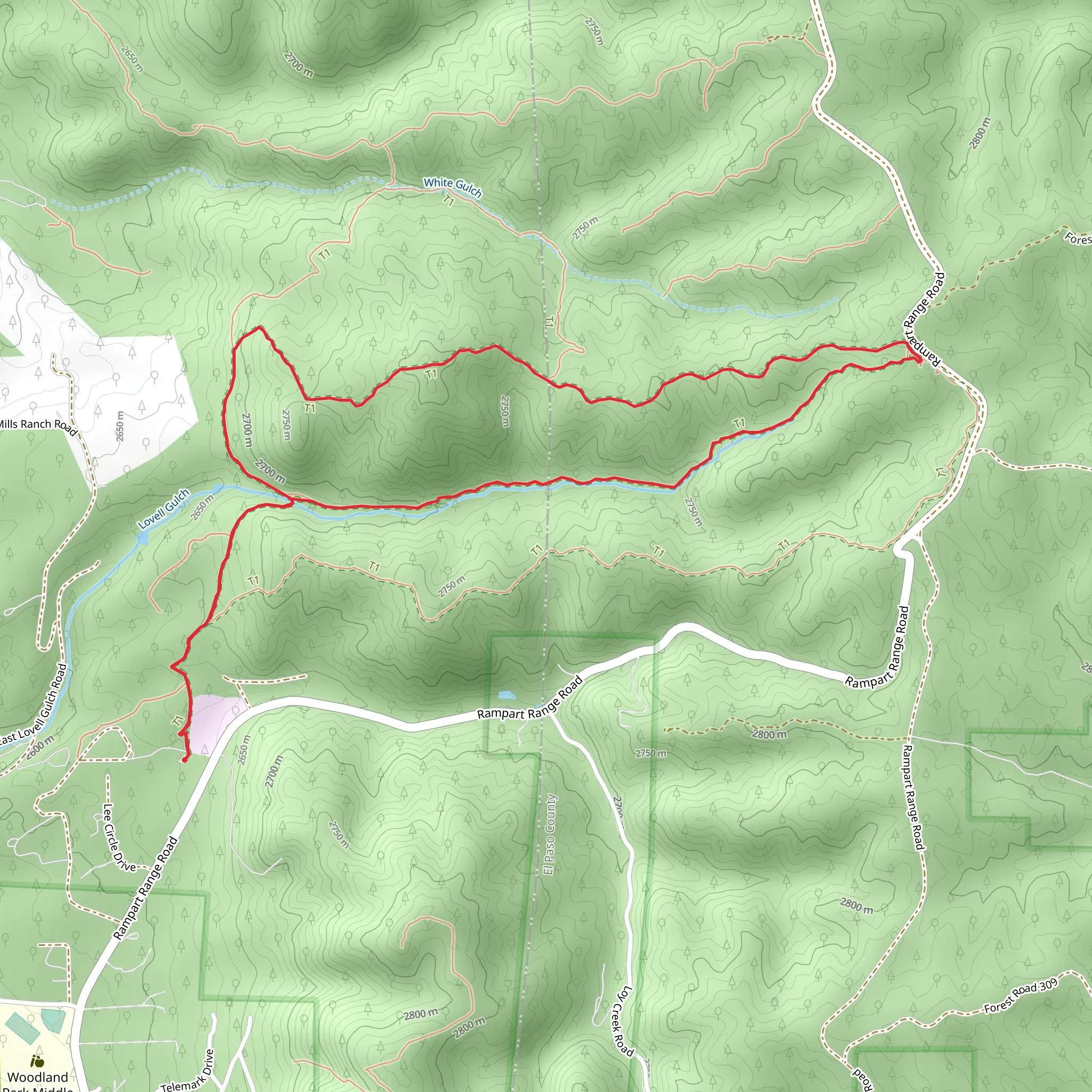 Lovell Gulch Loop Trail mobile static map