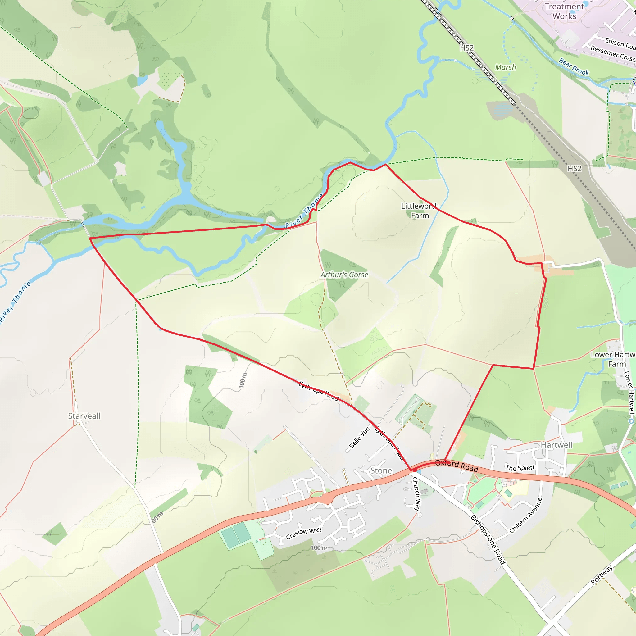 Whaddon Hill via North Bucks Way mobile static map
