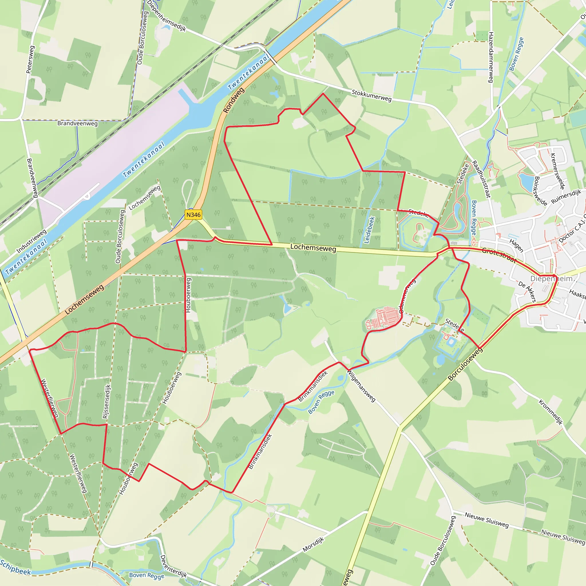 Kasteel Warmelo, De Viersprongand Hogelaar Loop mobile static map