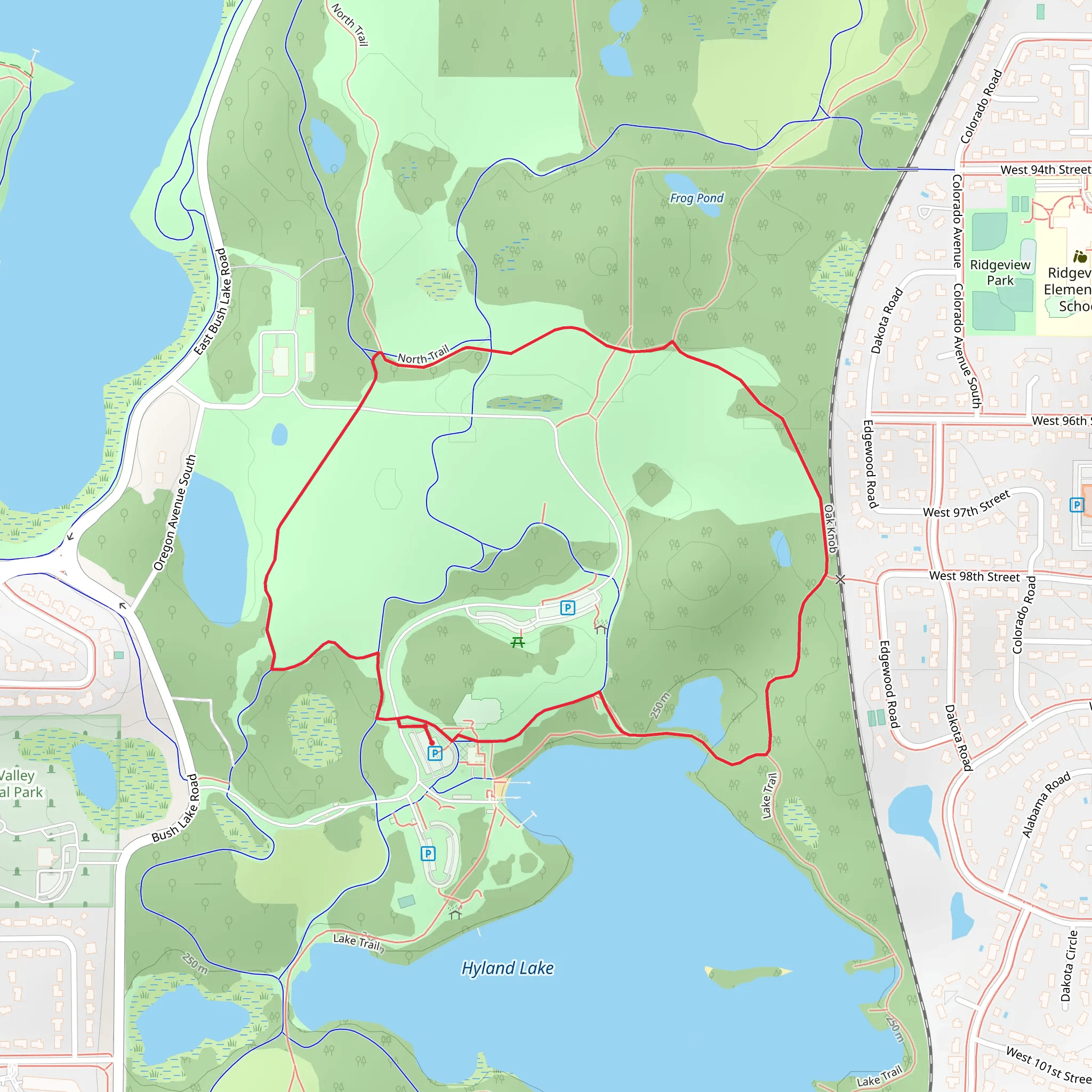 Lake and Oak Knob Loop Trail mobile static map
