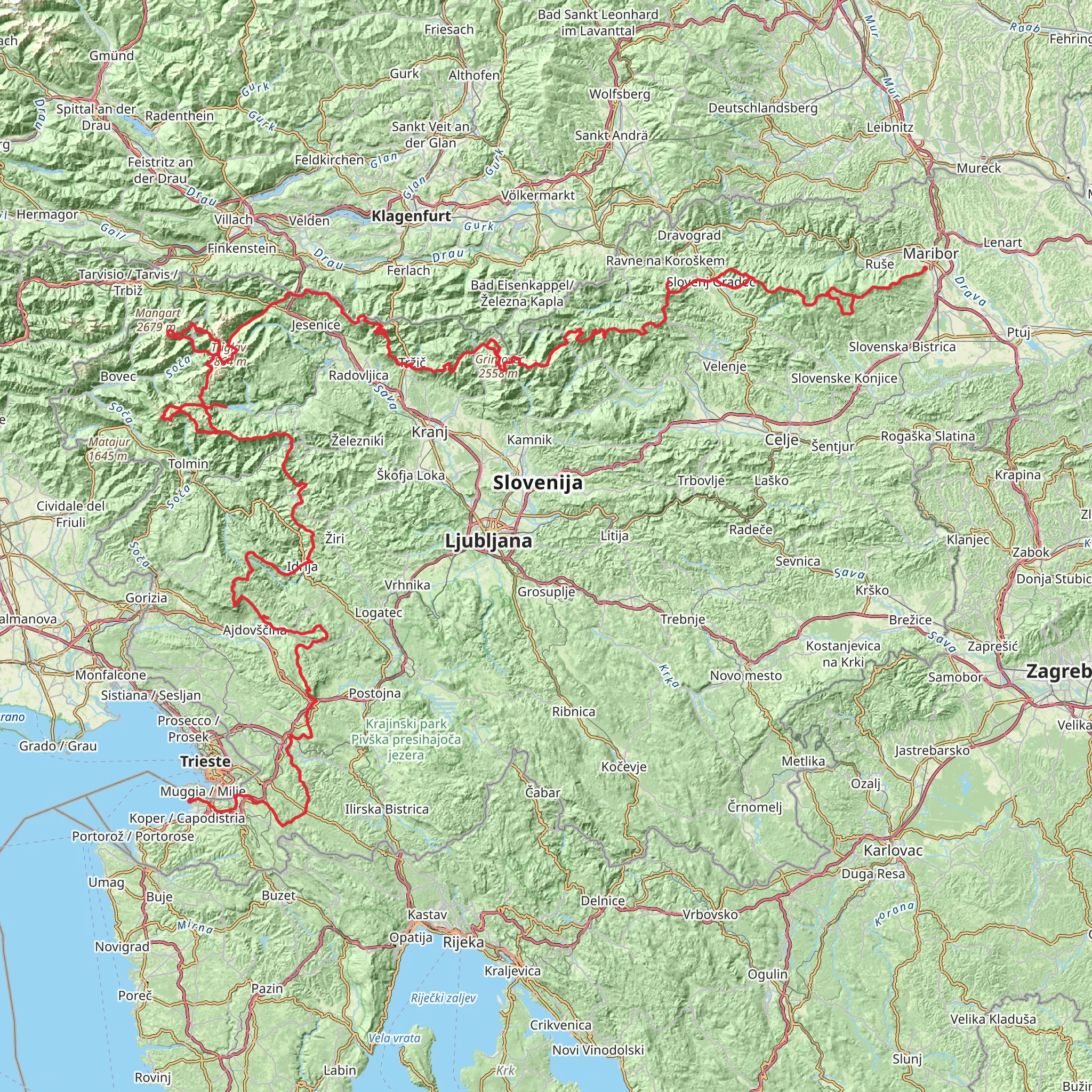 The Slovene Mountain Trail mobile static map