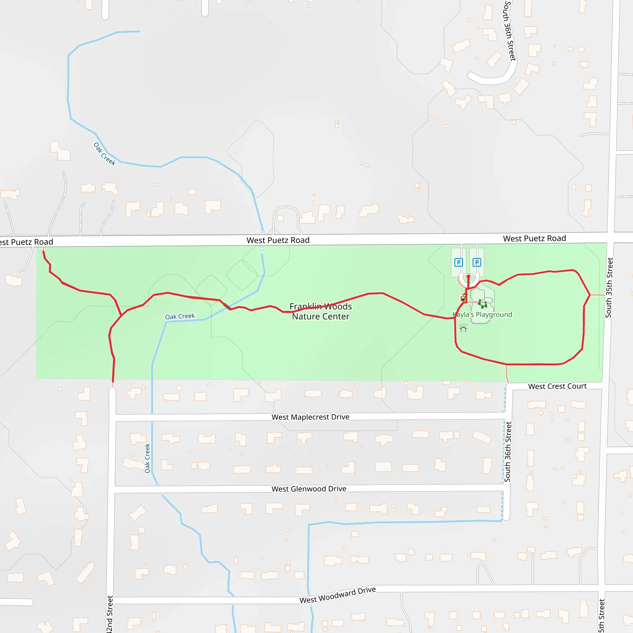 Franklin Woods Nature Center Loop mobile static map