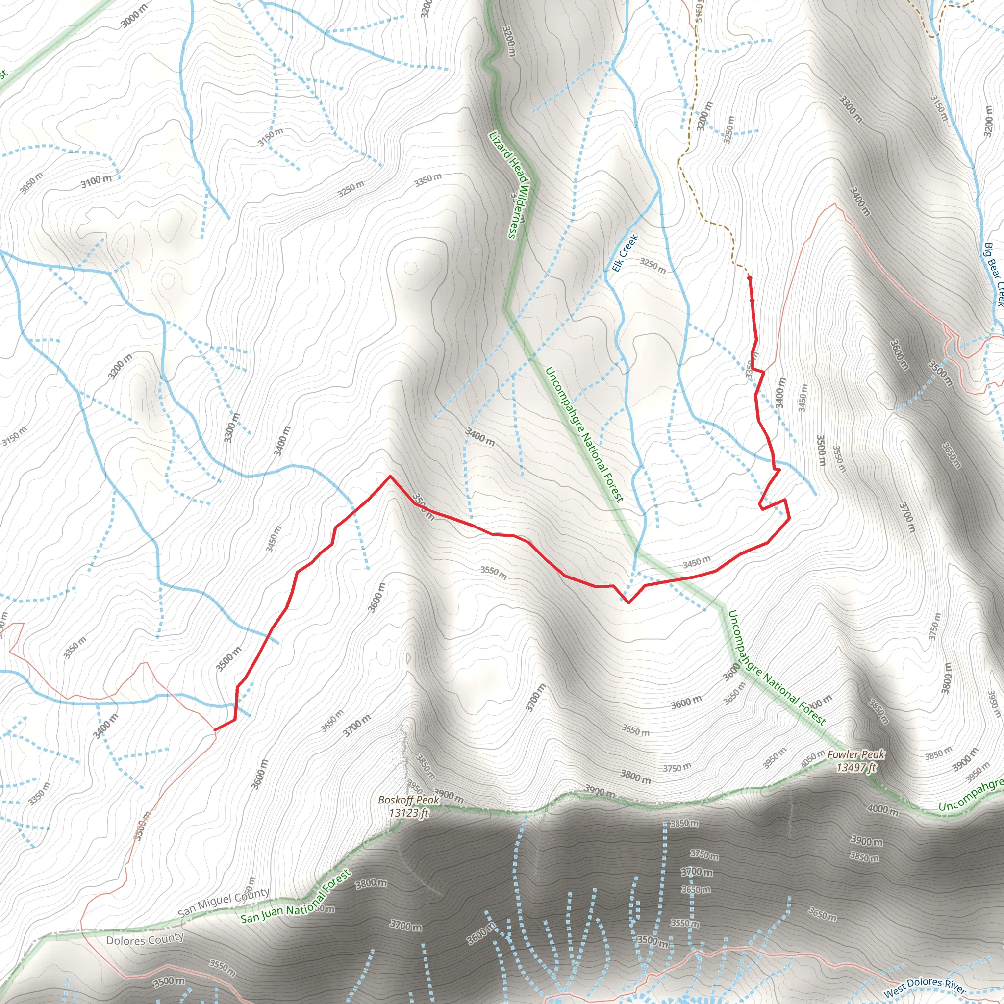 Elk Creek Trail mobile static map