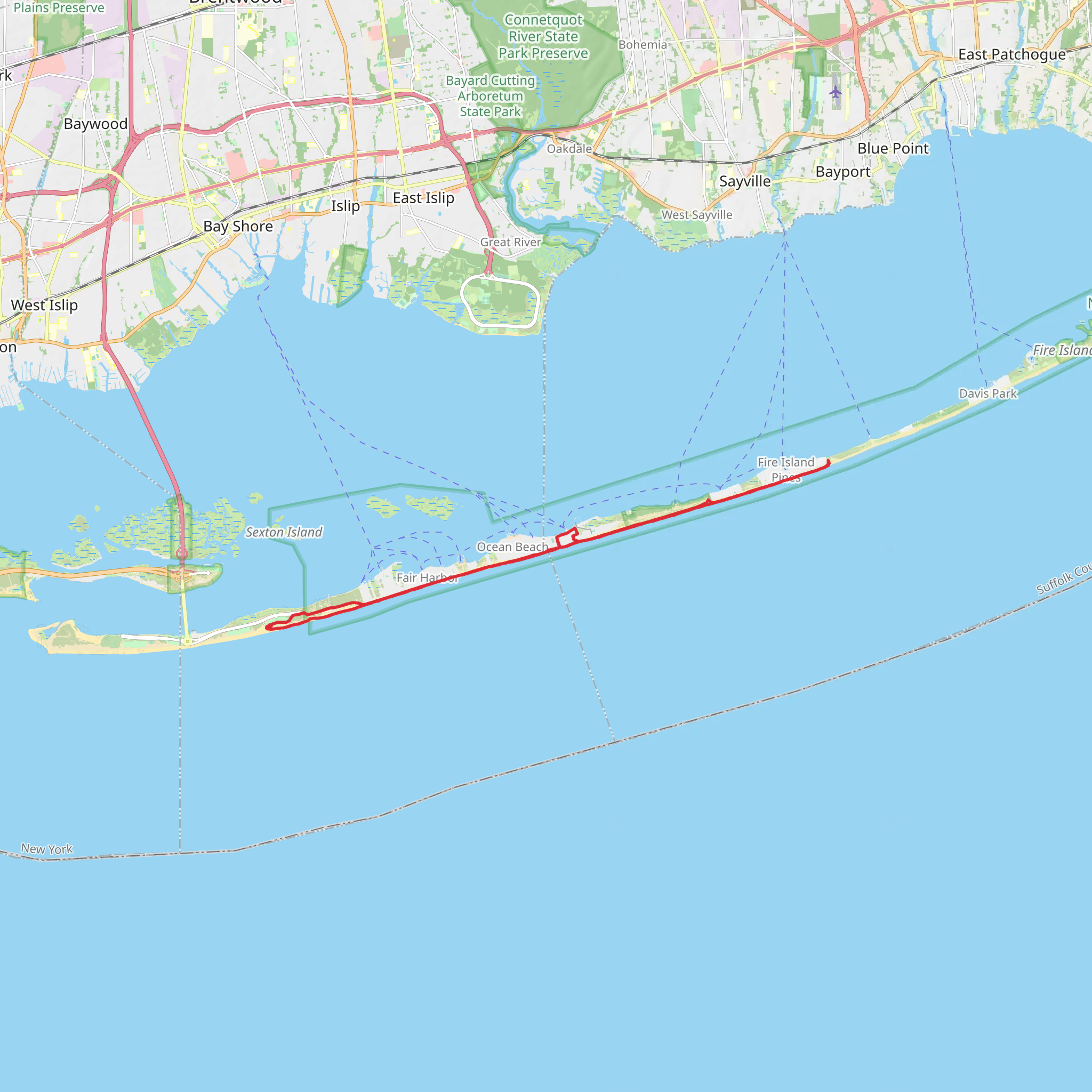 Fair Harbour and Fire Island Pines in Point o'Woods mobile static map