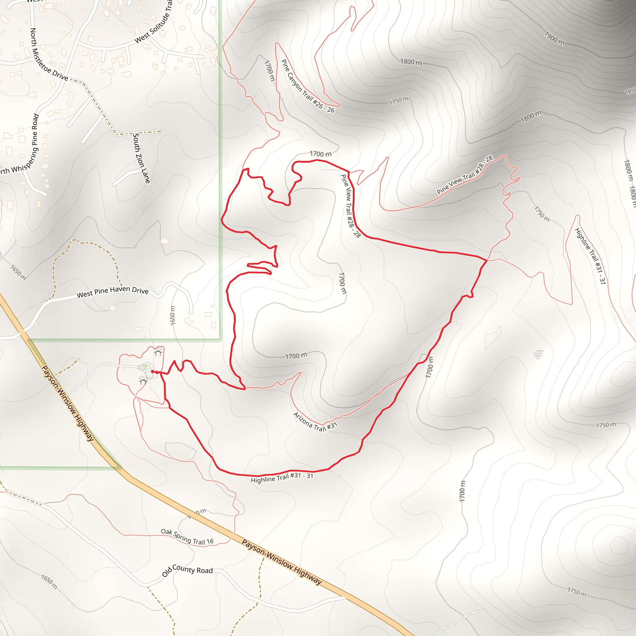 Pine Loop Trail mobile static map
