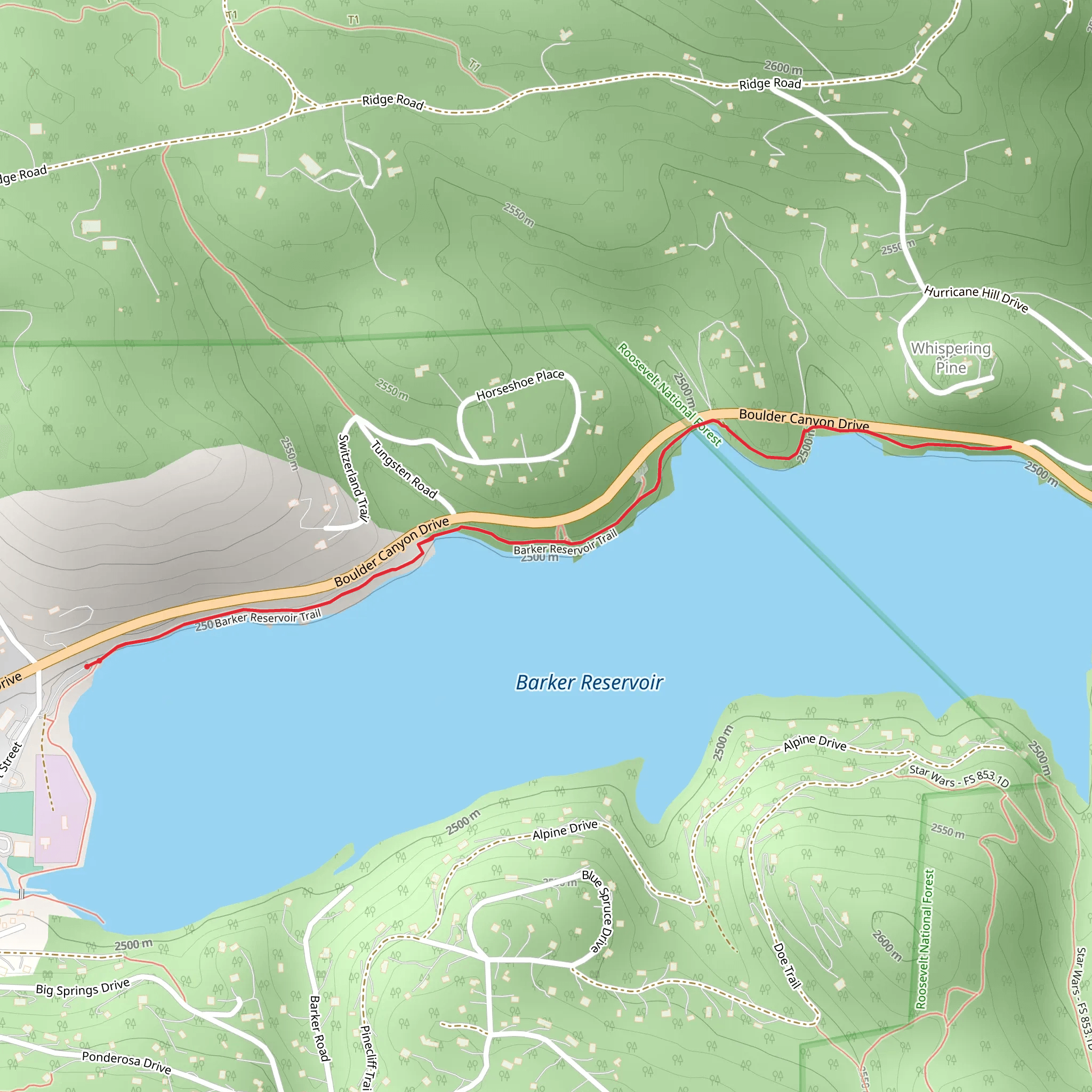 Barker Reservoir Trail mobile static map