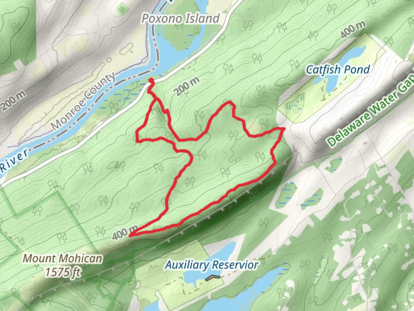 An image depicting the trail Kaiser Trail, Coppermine Trail and Lower Kaiser Spur Trail Loop and its surrounding area.