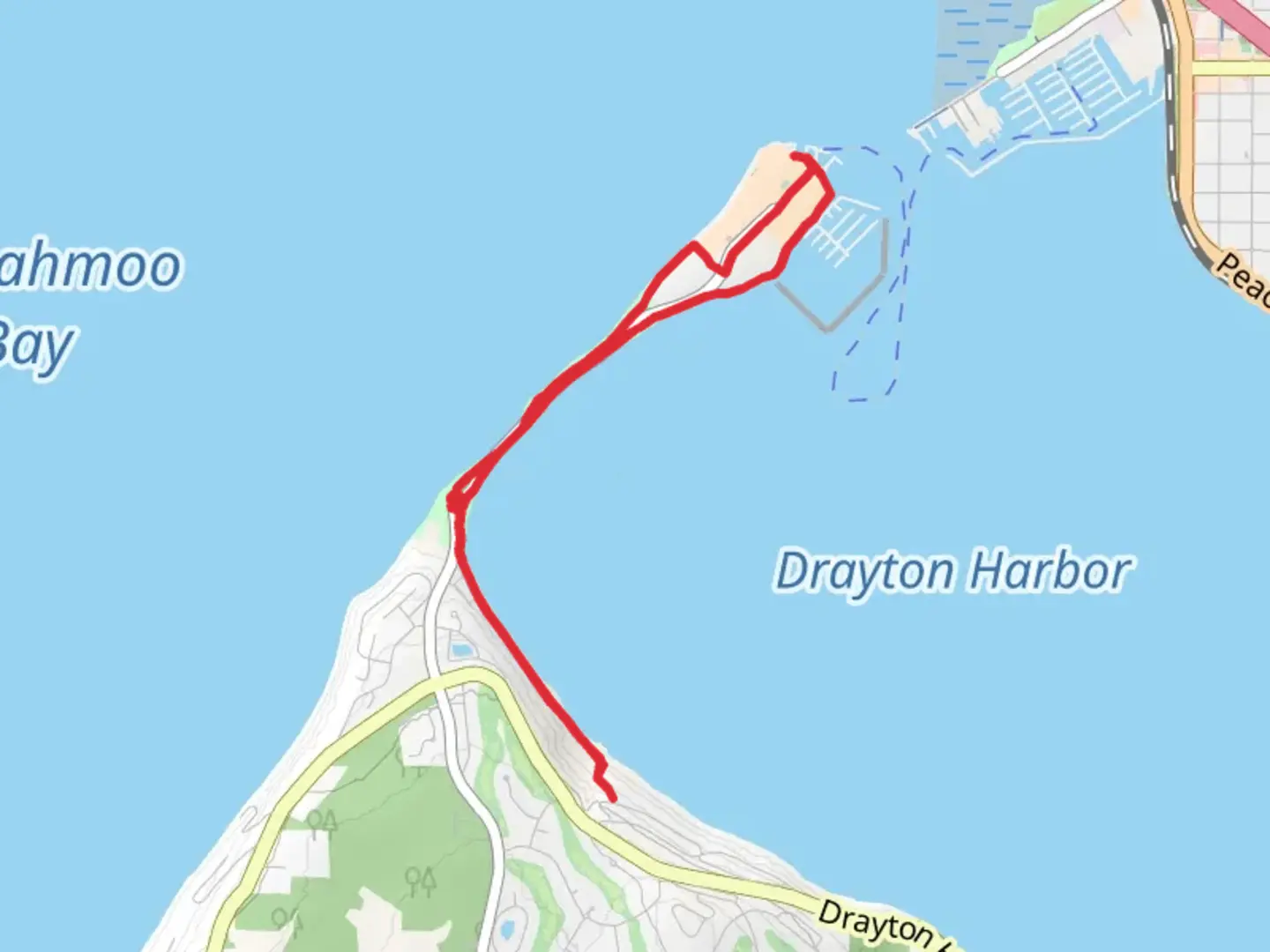 An image depicting the trail Semiahmoo Park and Tongue Point Loop and its surrounding area.