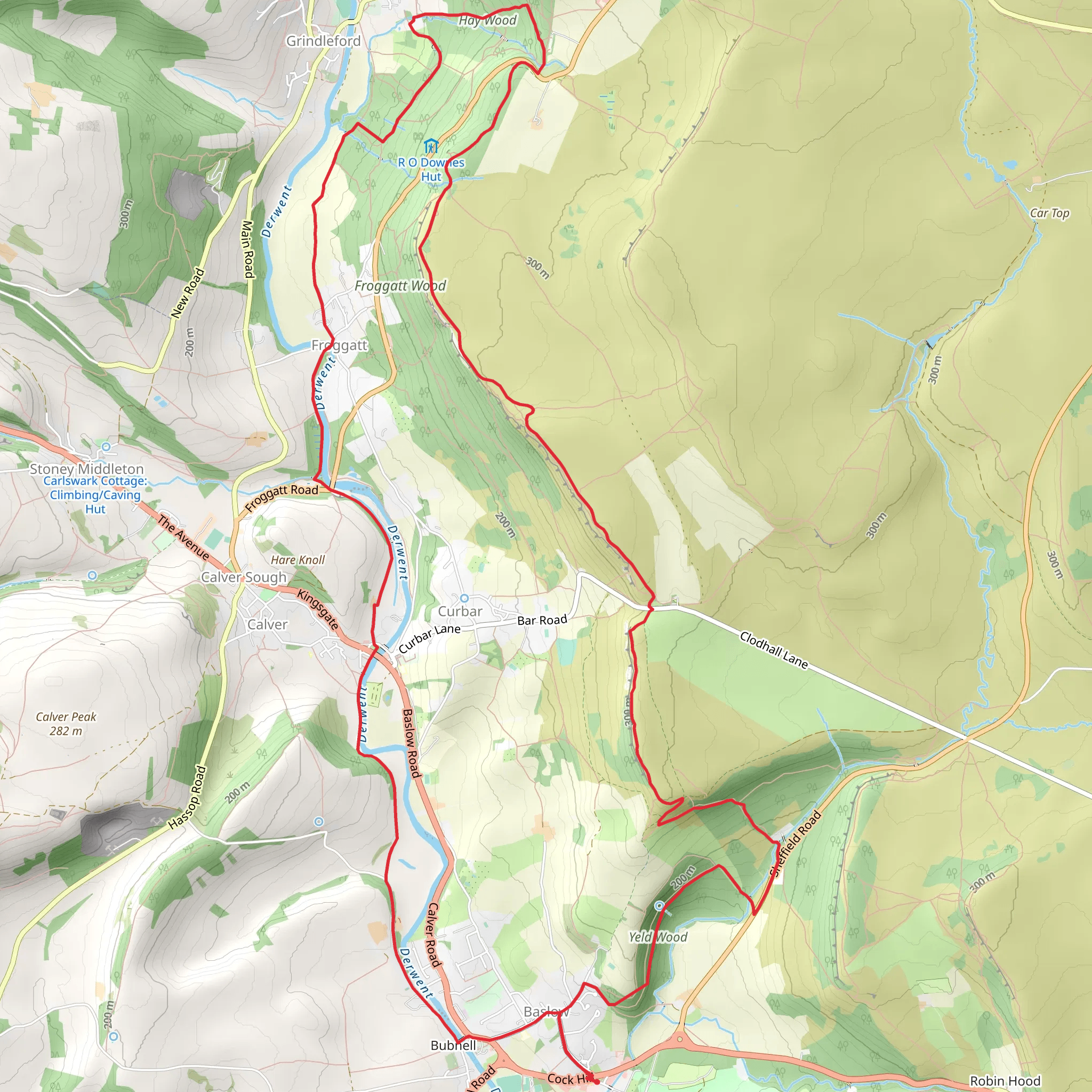 Hike from Baslow 11 miles mobile static map