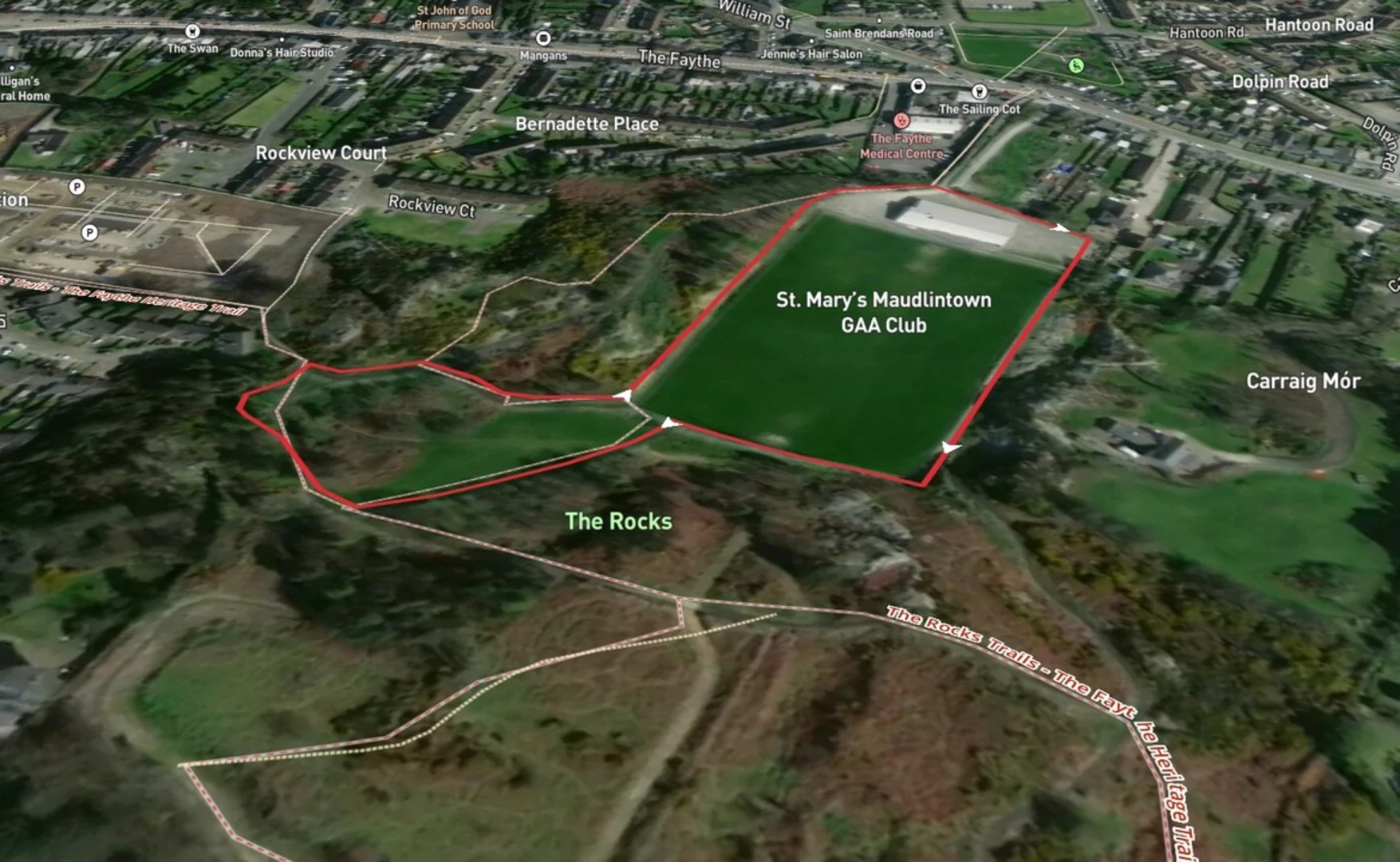 An image depicting the trail The Rocks Fitness Trail and its surrounding area.