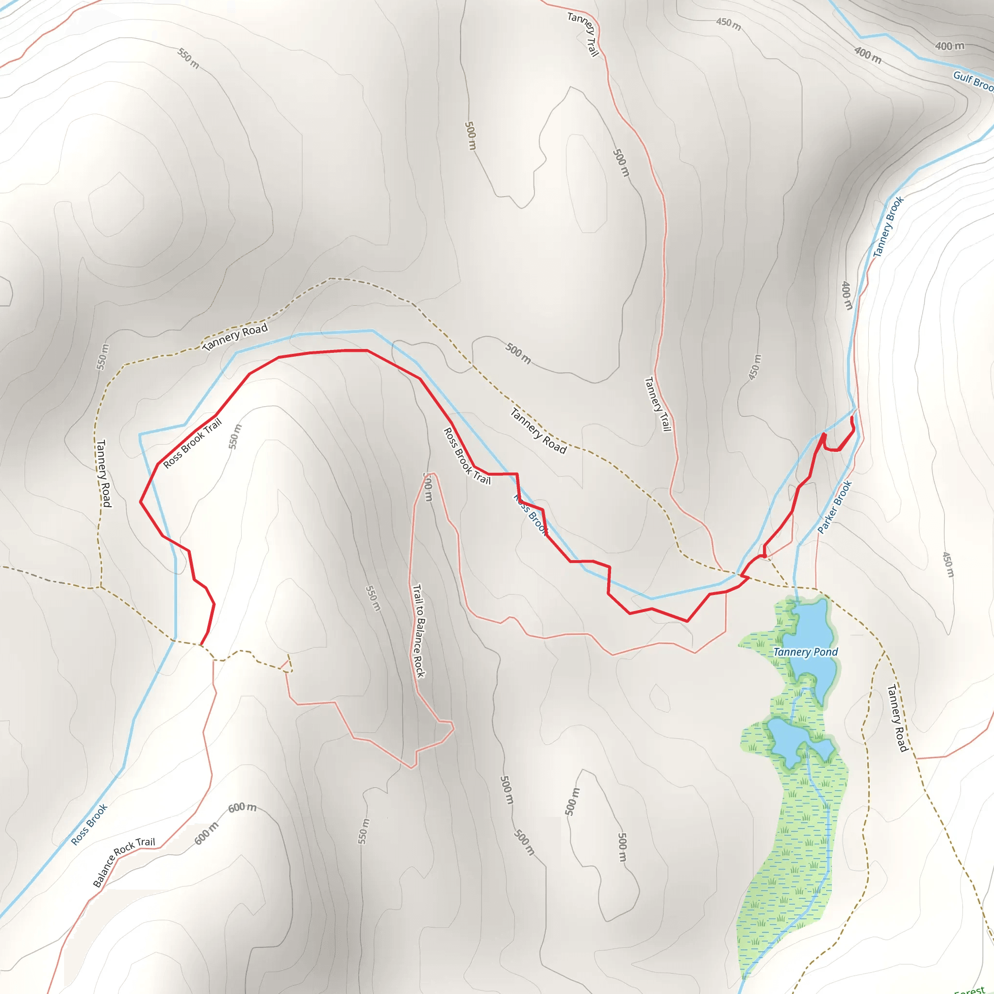 Ross Brook Trail from Tannery Pond mobile static map